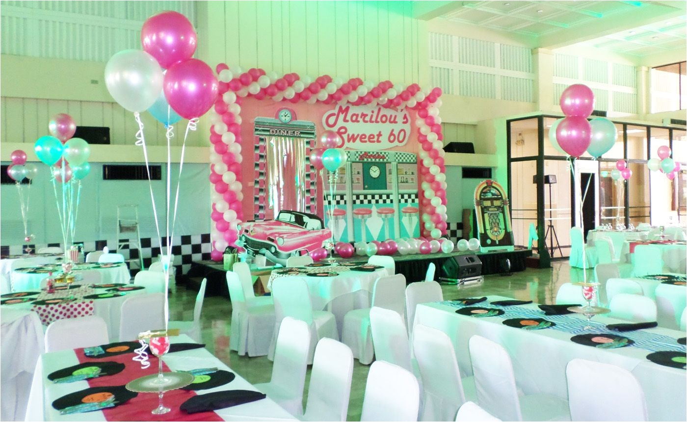 balloons styro decoration for a 1950s theme 60th birthday party at cebu