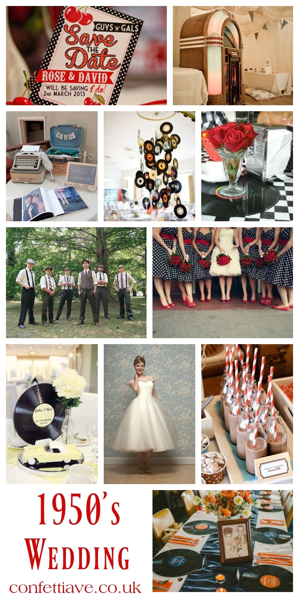 1950s wedding theme mood board http confettiave co uk 1950s wedding theme