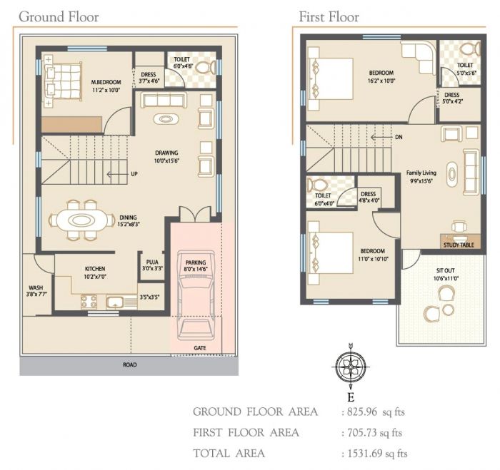 20x40 House Plans south Facing | BradsHomeFurnishings