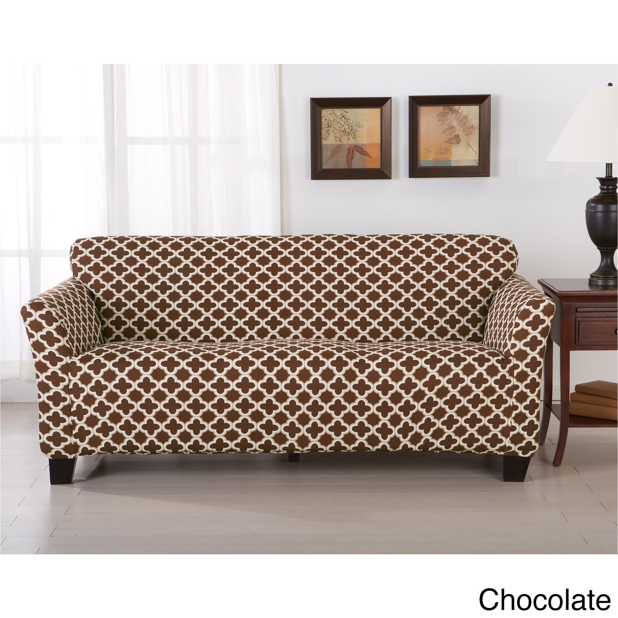shop home fashion designs brenna collection trellis print stretch form fitted sofa slipcover on sale free shipping on orders over 45 overstock com