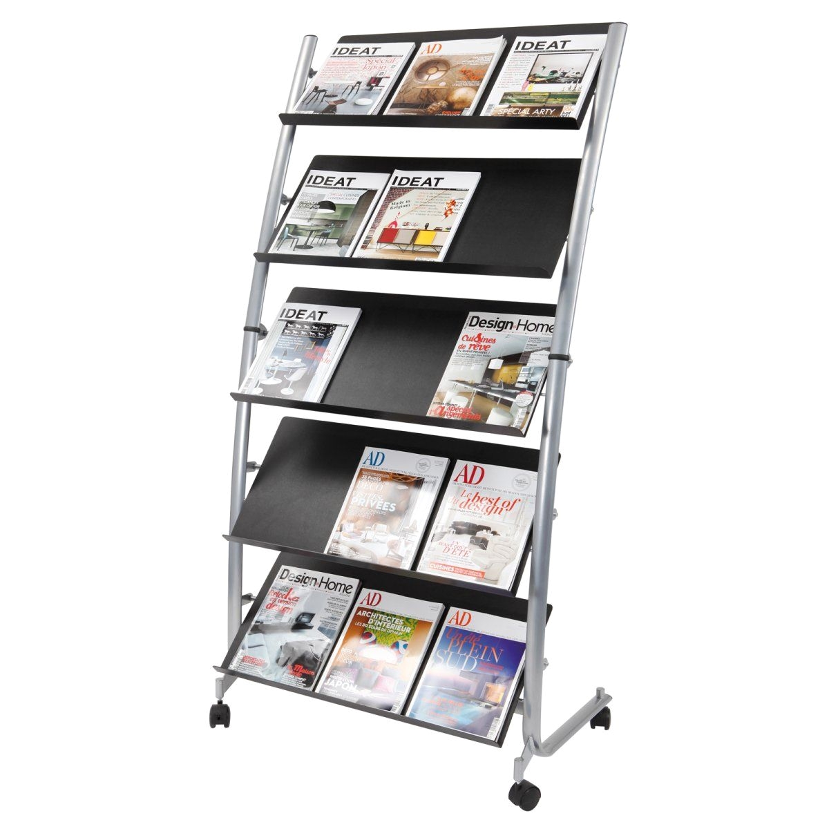 lowest price alba large mobile literature display 5 levels metallic gray and black