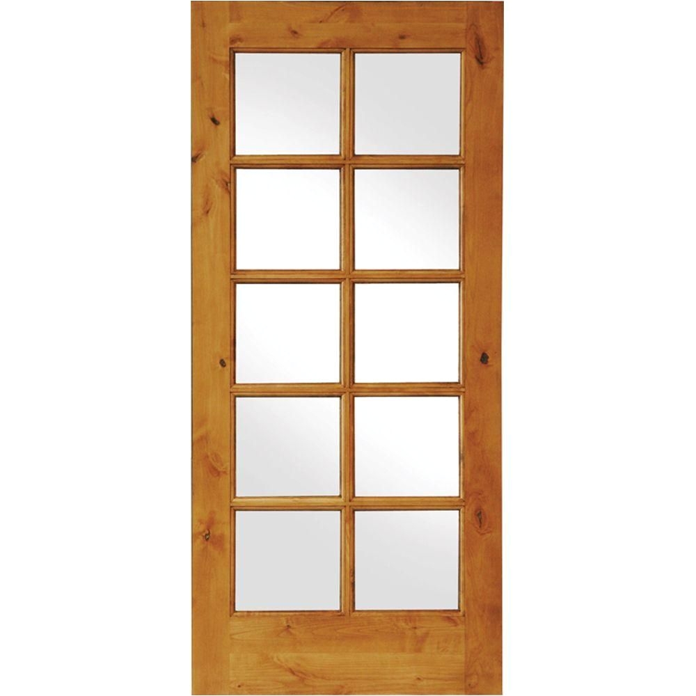 krosswood doors 30 in x 80 in knotty alder 10 lite low e insulated glass solid wood left hand single prehung interior door ka 410 26 68 134