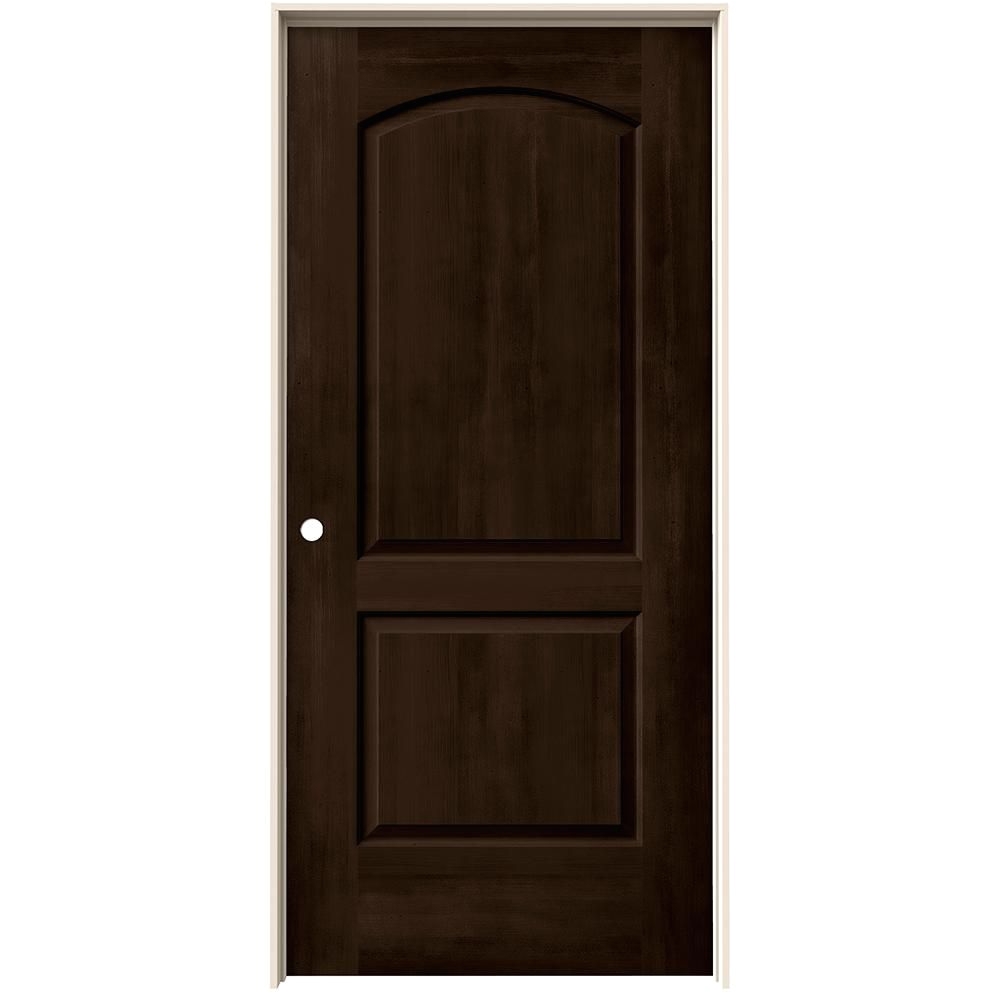 jeld wen 36 in x 80 in woodview espresso brown stained 2 panel arch hollow core composite single prehung interior door