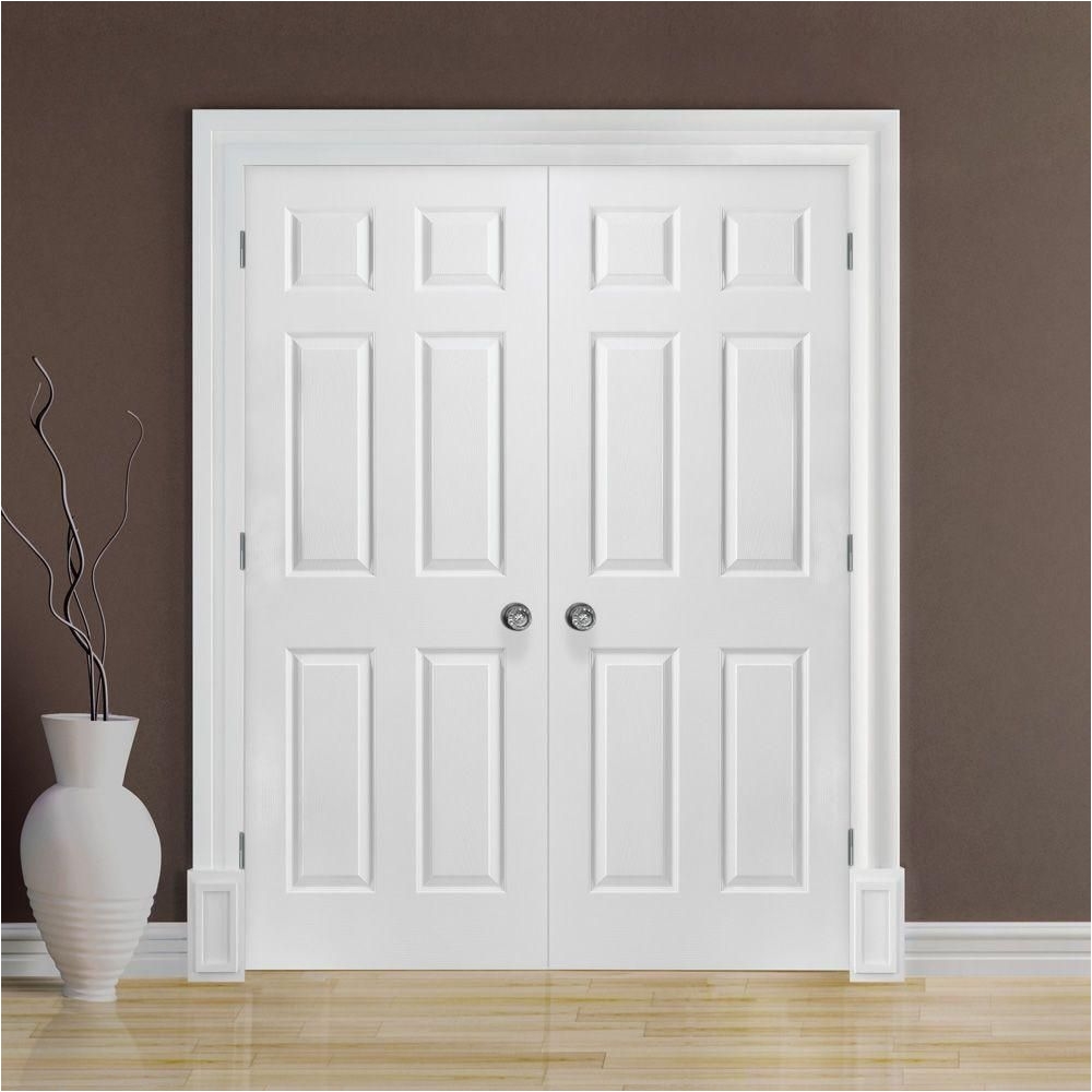 masonite 48 in x 80 in textured 6 panel hollow core primed composite double prehung interior door 37839 the home depot