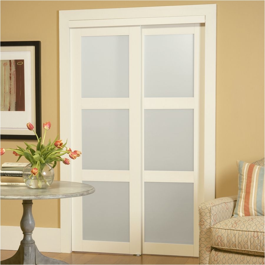 shop reliabilt 3 lite frosted glass sliding closet interior door common 48 in x 80 in actual 48 in x 78 68 in at lowes com
