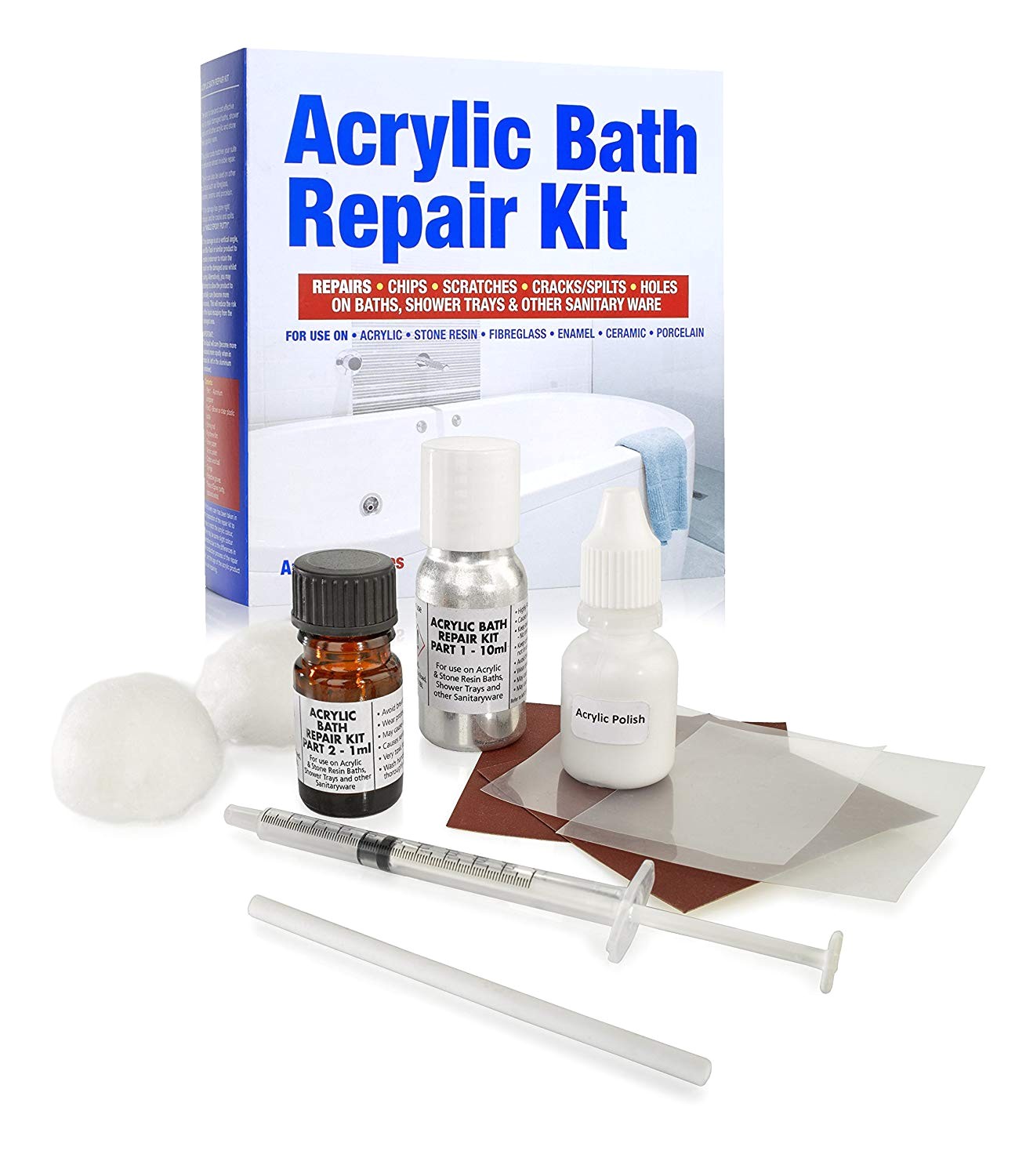 acrylic bath repair kit repairs chips scratches colour matched next day delivery amazon co uk diy tools