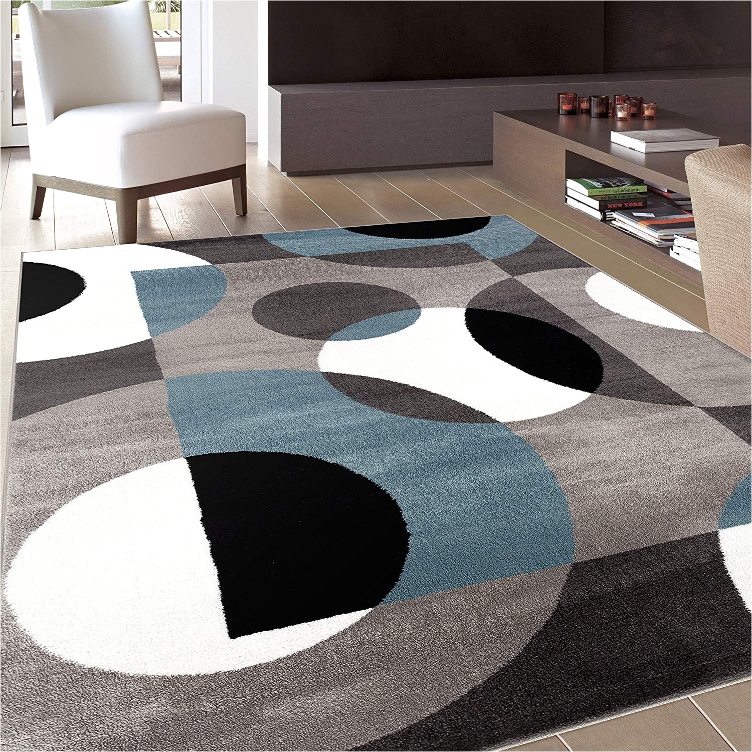 amazon com rugshop modern circles area rug 5 3 x 7 3 blue kitchen dining
