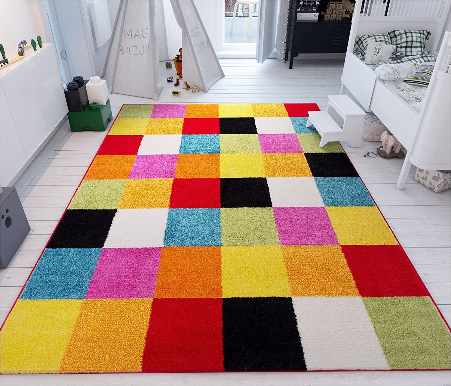amazon com well woven modern rug squares multi geometric accent 3 3 x 5 area rug entry way bright kids room kitchn bedroom carpet bathroom soft durable