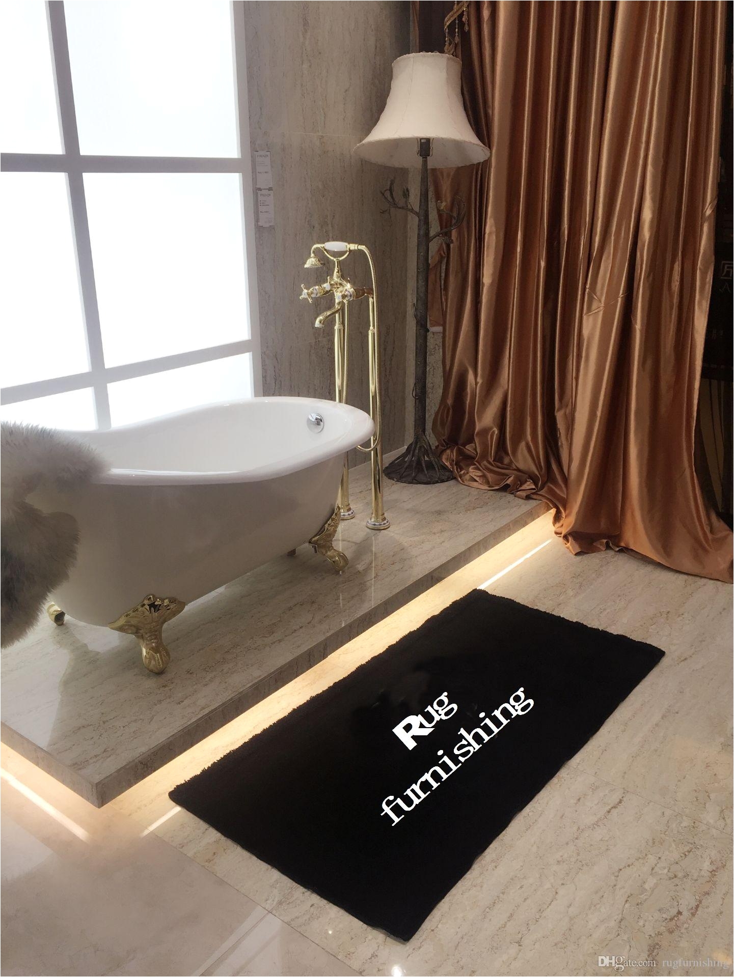 fashion black white 4 piece bathroom mats set shaggy brand new toilet bath mat 2