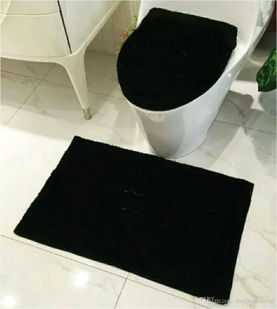 fashion black white 4 piece bathroom mats set shaggy brand new toilet bath mat 2