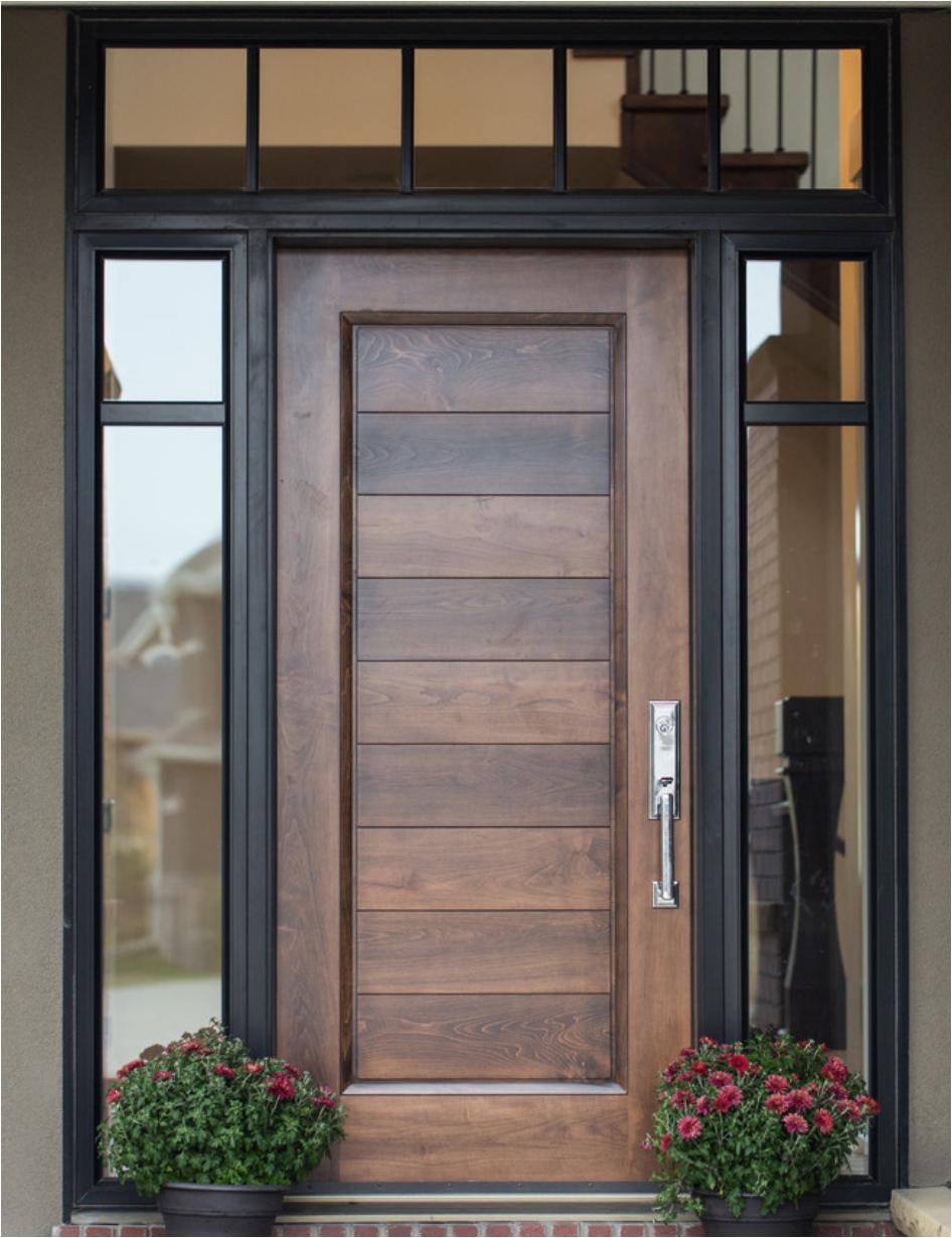 example of custom wood door with glass surround