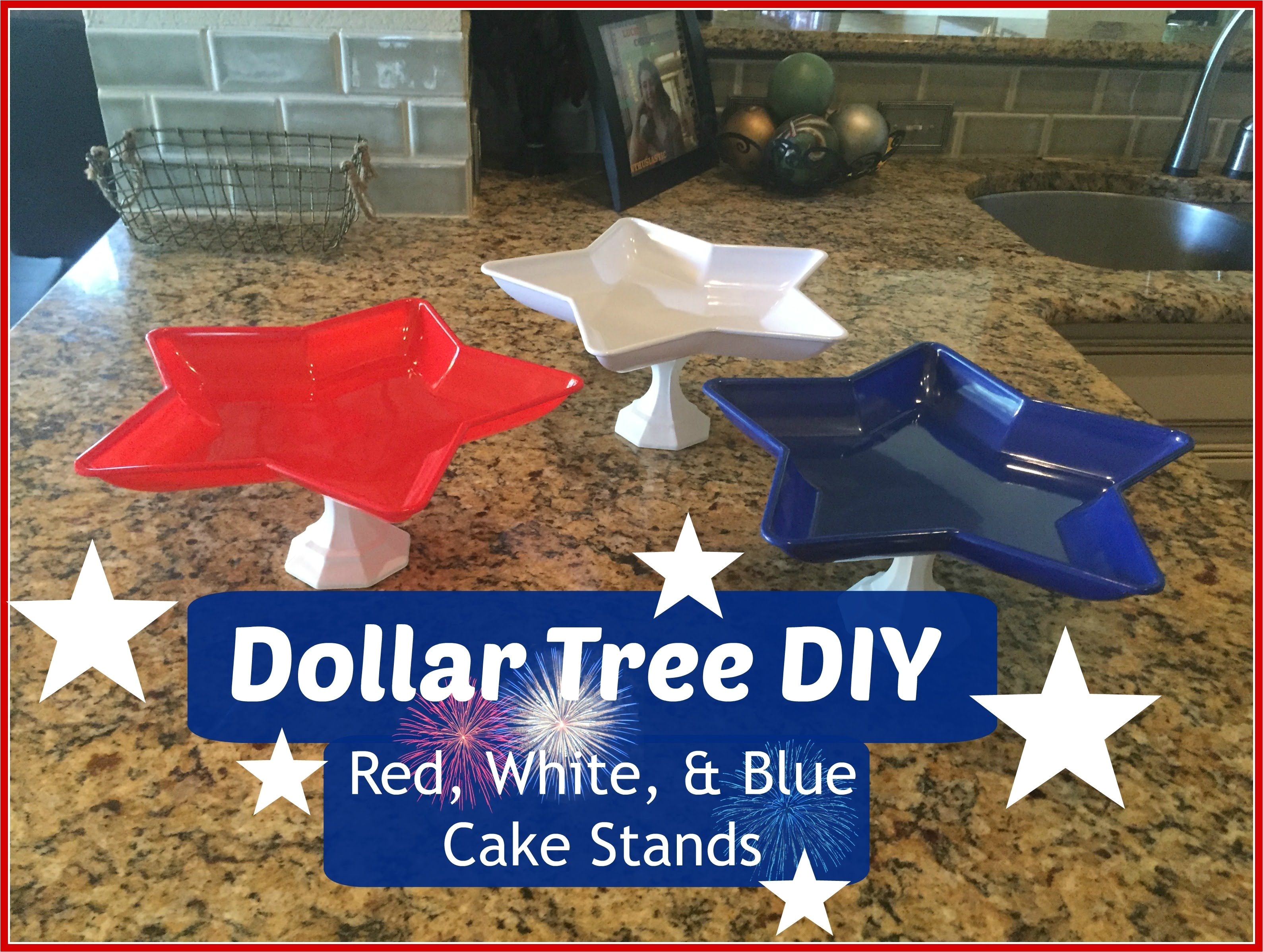 dollar tree diy red white blue cake stands 4th of july decor