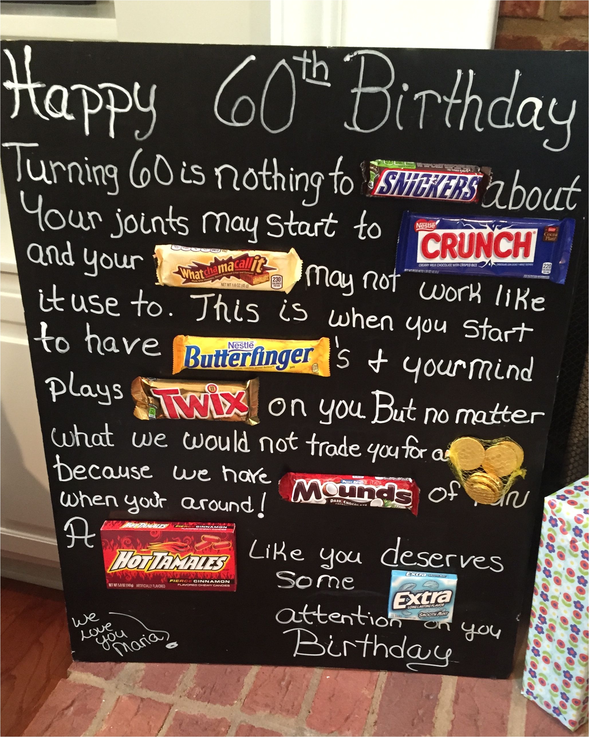 old age over the hill 60th birthday card poster using candy bars candy bar card