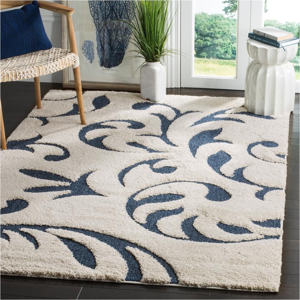 safavieh florida shag cream blue 8 ft 6 in x 12 ft area rug sg468 1165 9 the home depot