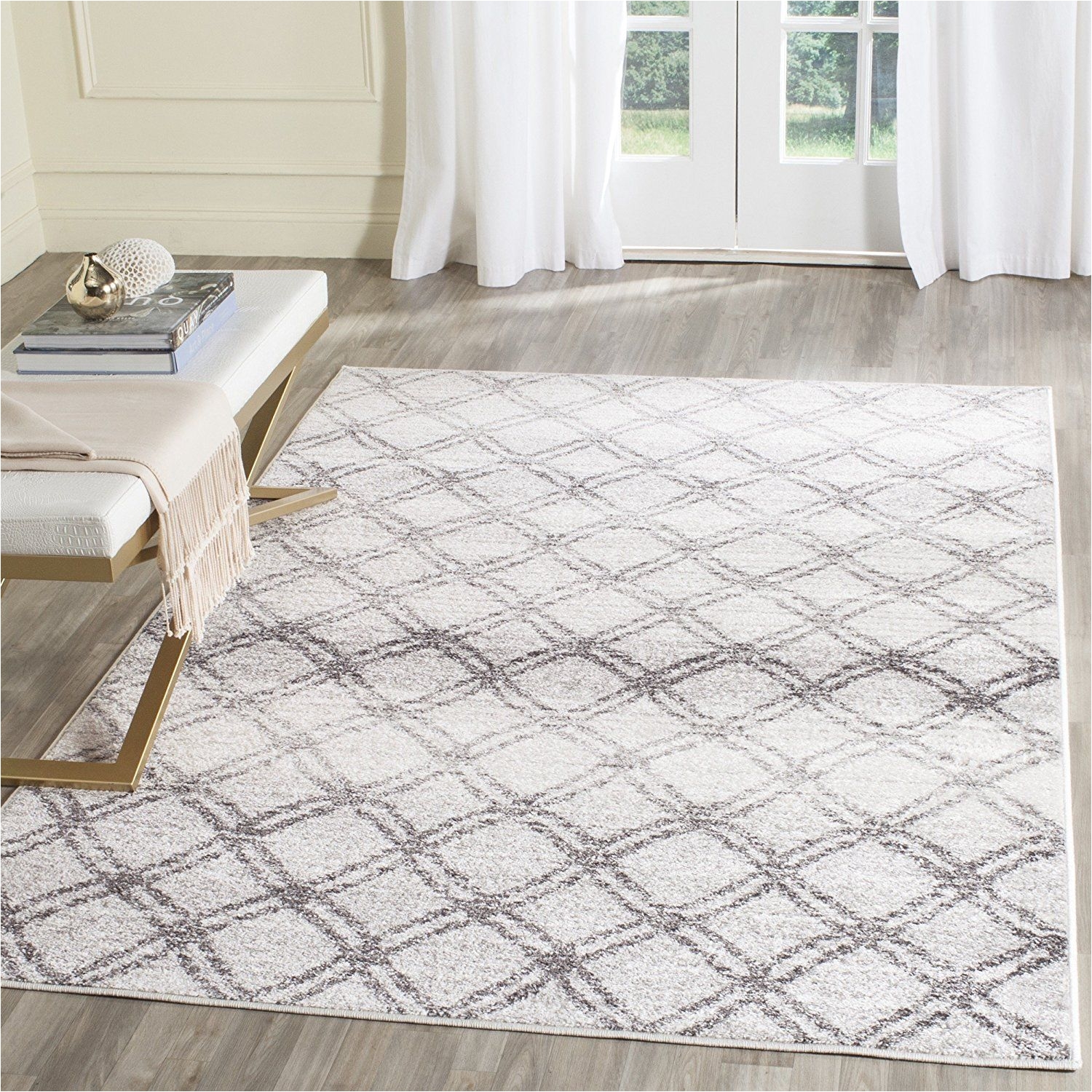 safavieh adirondack collection adr105p silver and charcoal modern distressed trellis area rug 8 x
