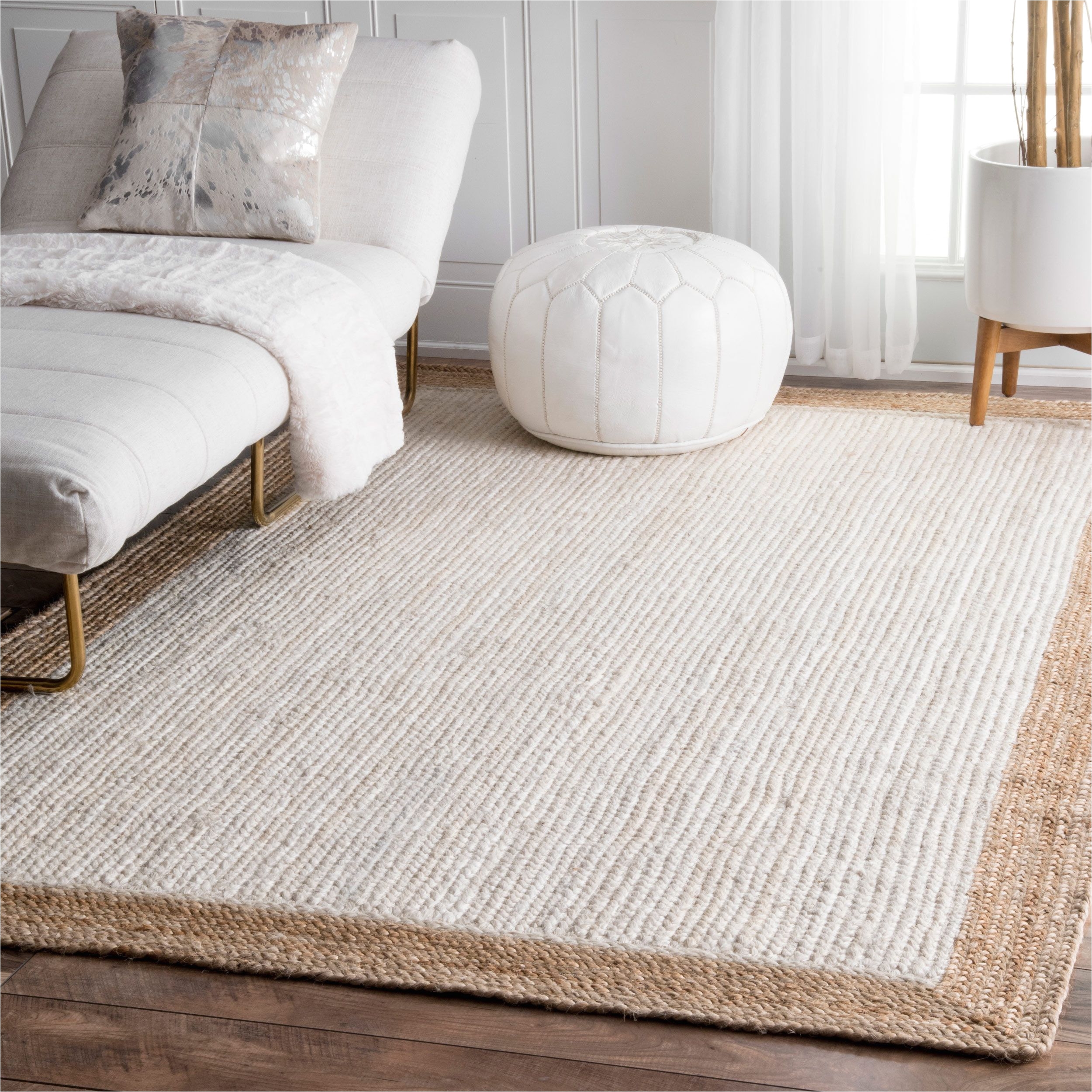 nuloom alexa eco natural fiber braided reversible border jute white rug 8 x 10 white beige size 8 x 10