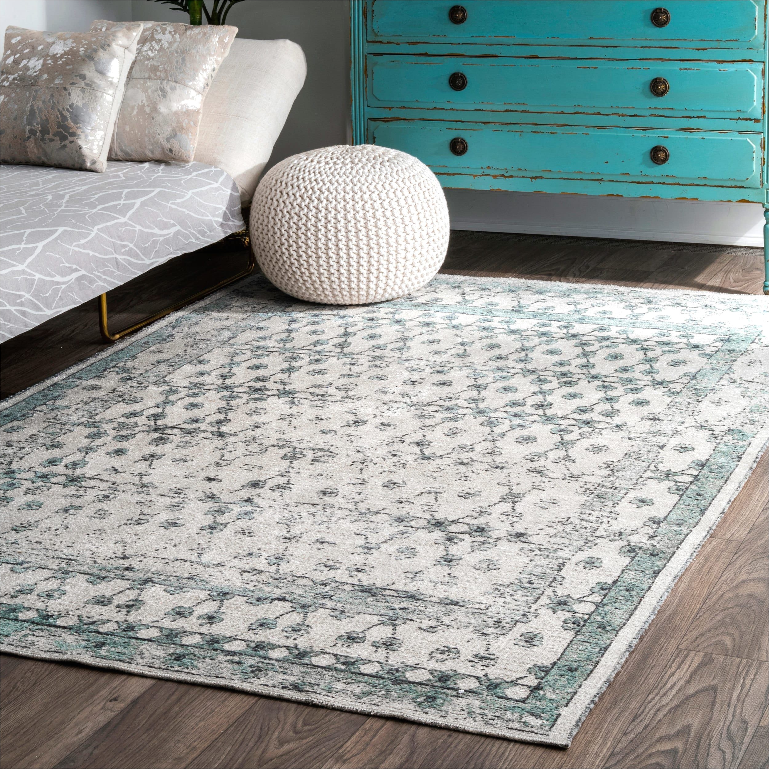 nuloom vintage faded floral trellis grey border rug 4 x 6 grey size 4 x 6