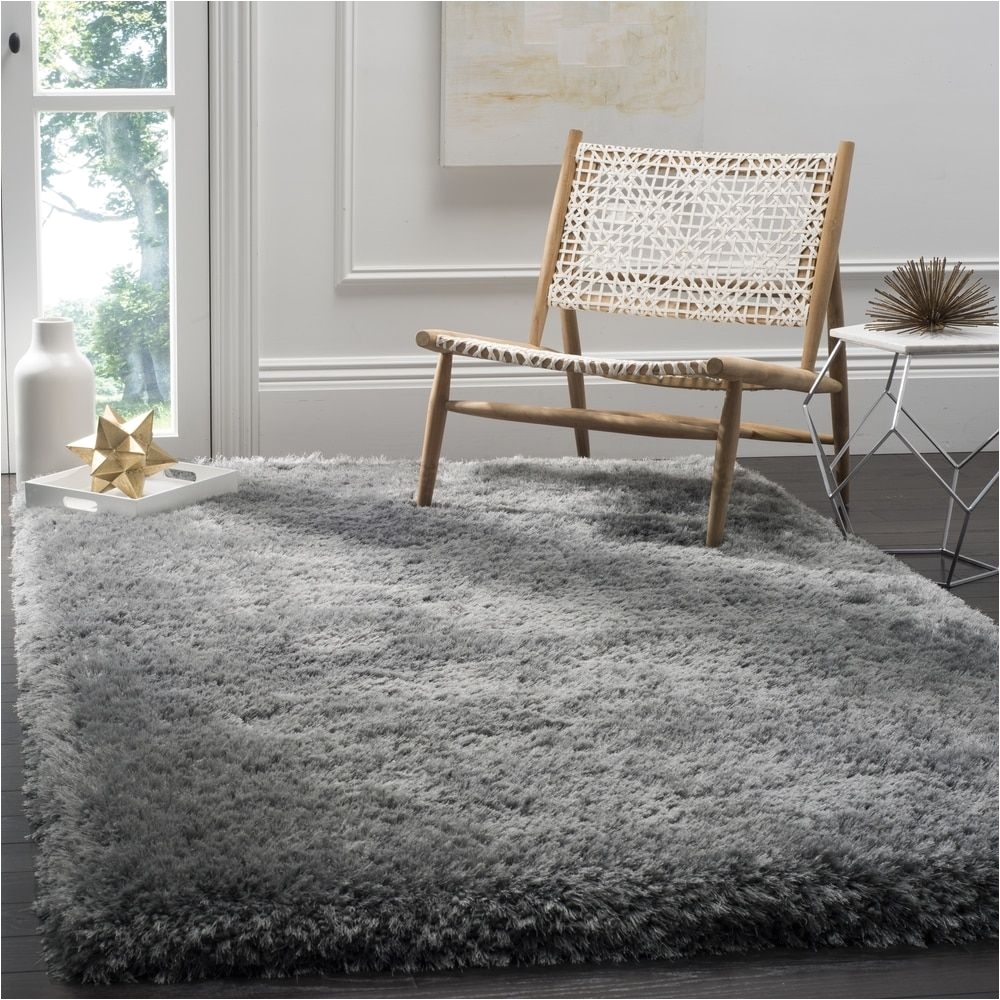 safavieh handmade luxe shag super plush grey polyester rug 8 x 10