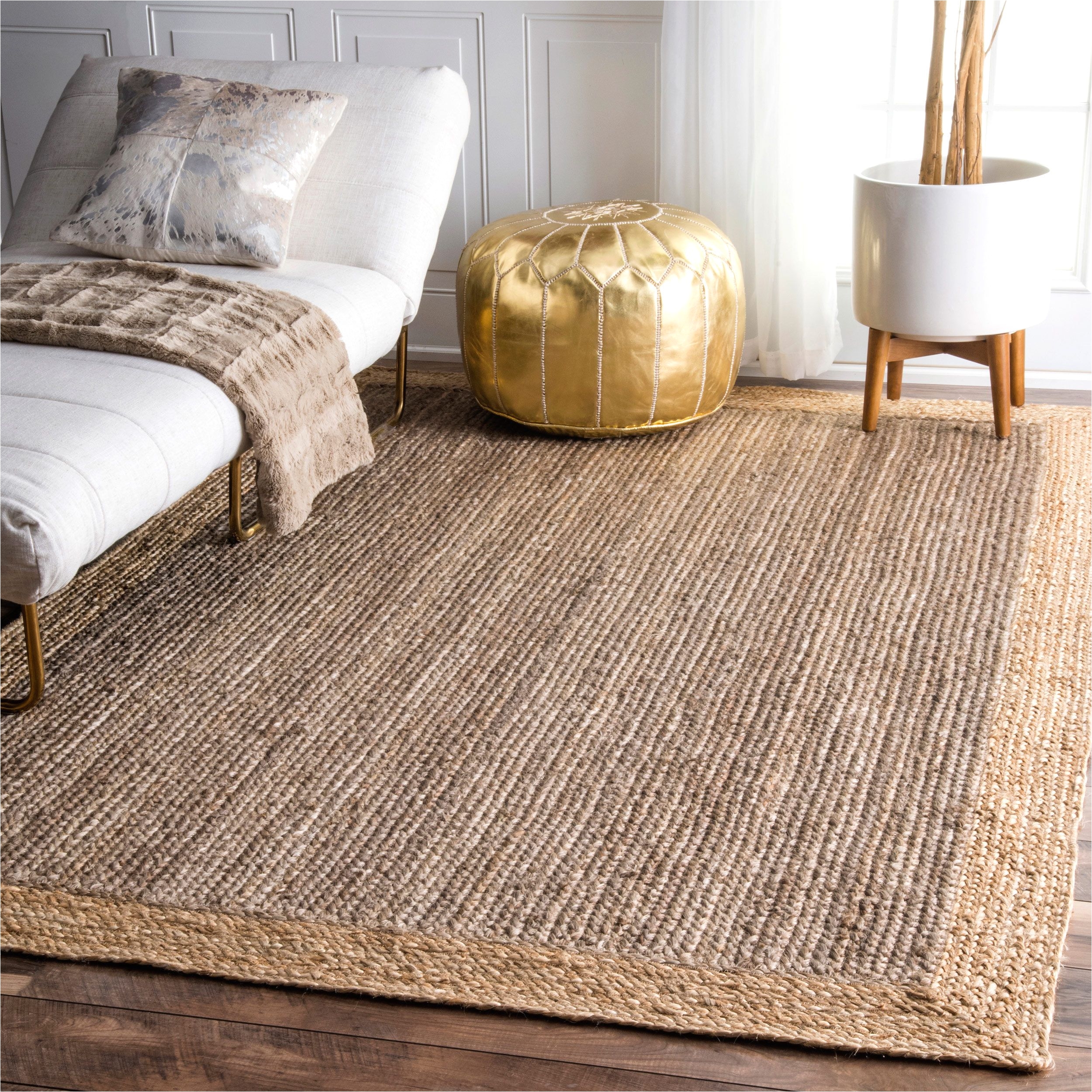 nuloom alexa eco natural fiber braided reversible border jute grey rug 5 x 8 grey beige size 5 x 8