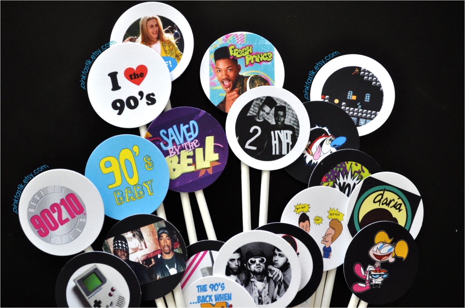 90 s cupcake toppers