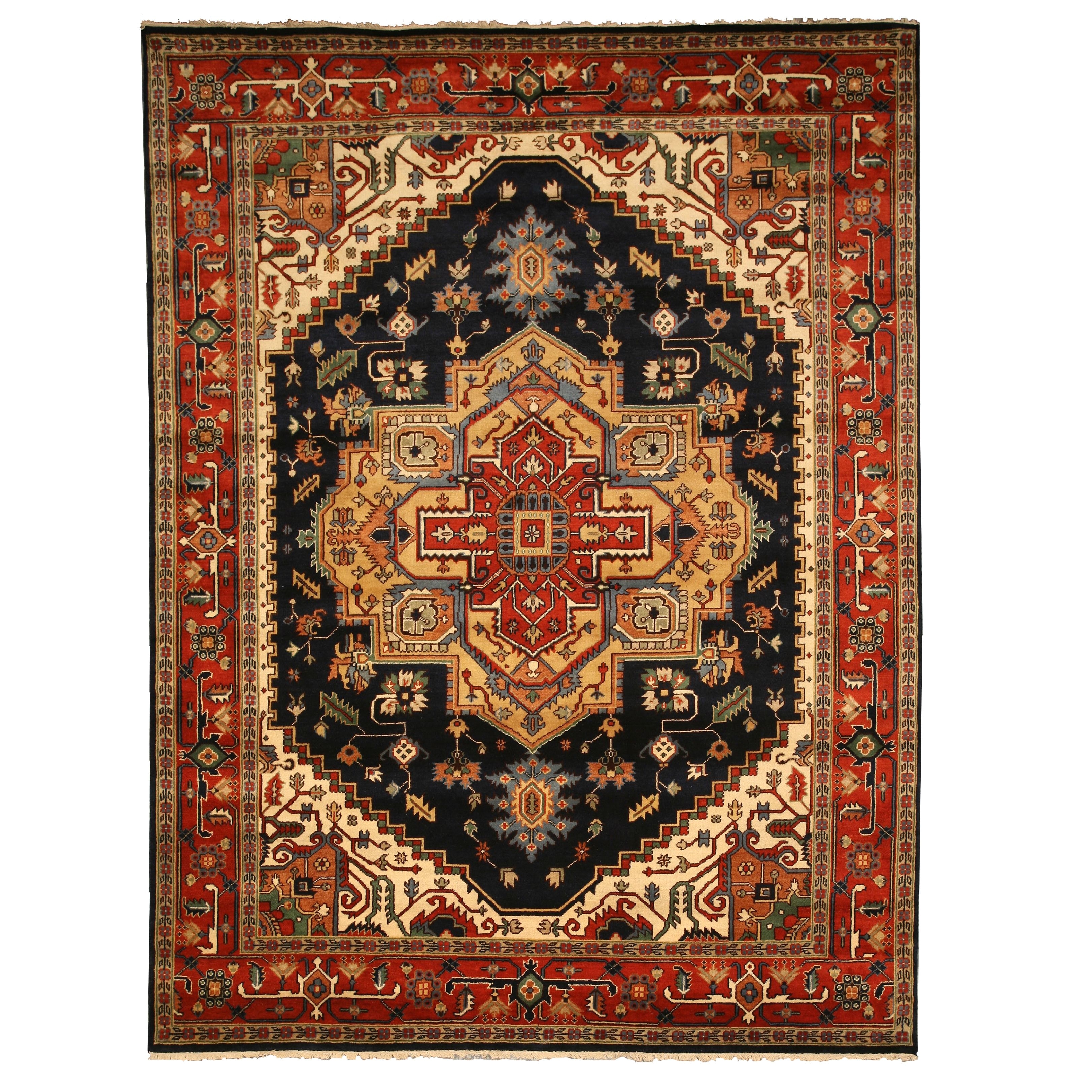 9×12 Red oriental Rugs Eorc Hand Knotted Wool Navy Serapi Rug 9 X 12 9 X 12 Blue