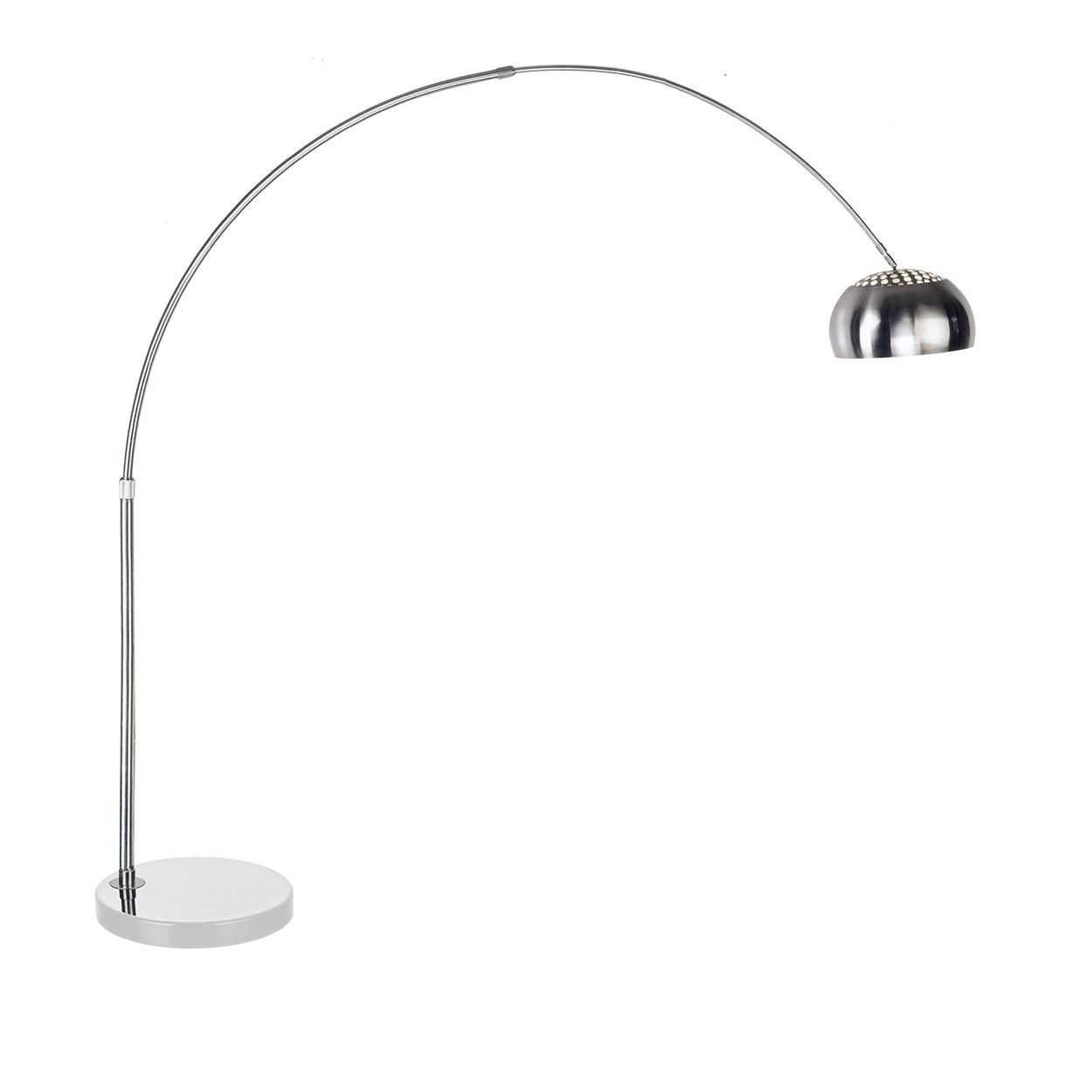 mid century modern reproduction arco floor lamp round white marble base inspired by achille castiglioni