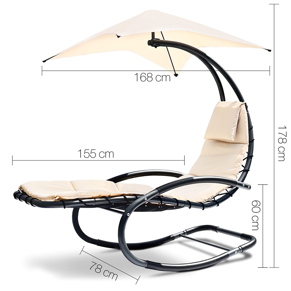 gardeon outdoor rocking lounge arm chair canopy garden hanging chaise bed steel buy now