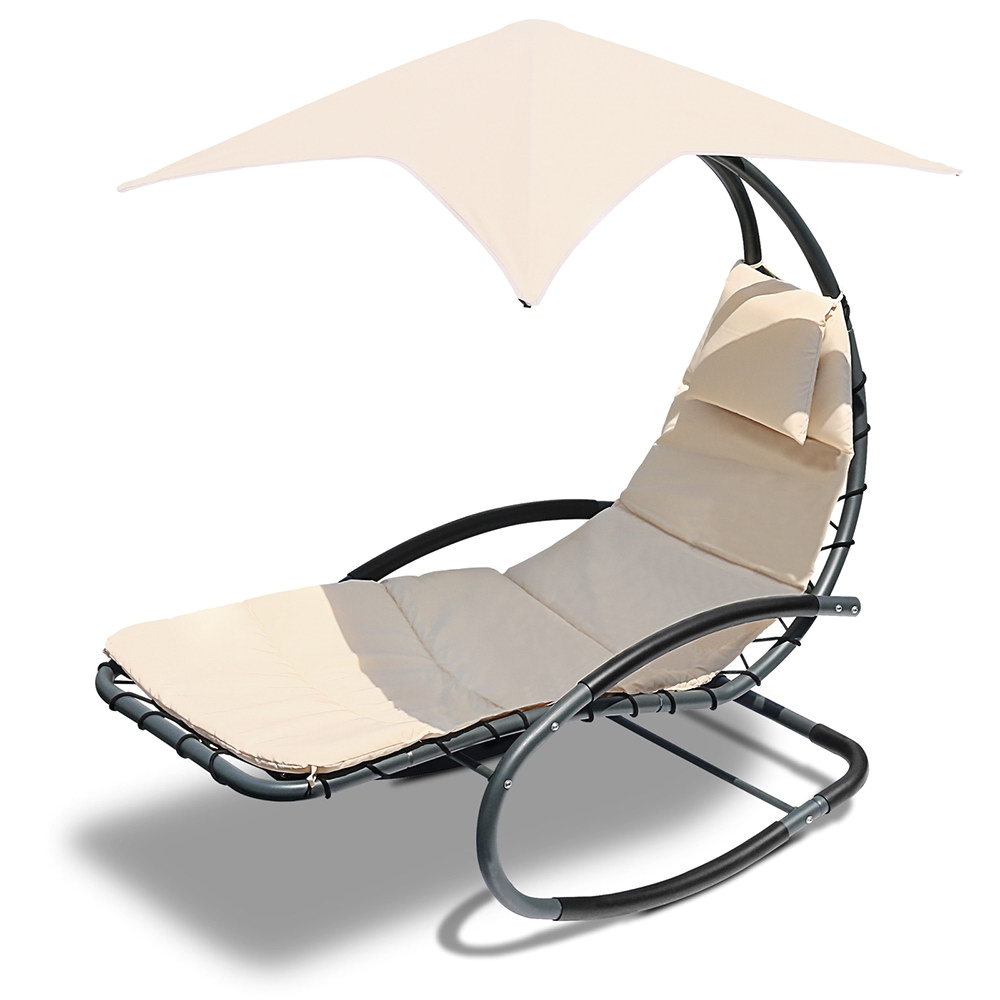 gardeon outdoor rocking lounge arm chair canopy garden hanging chaise bed steel buy now