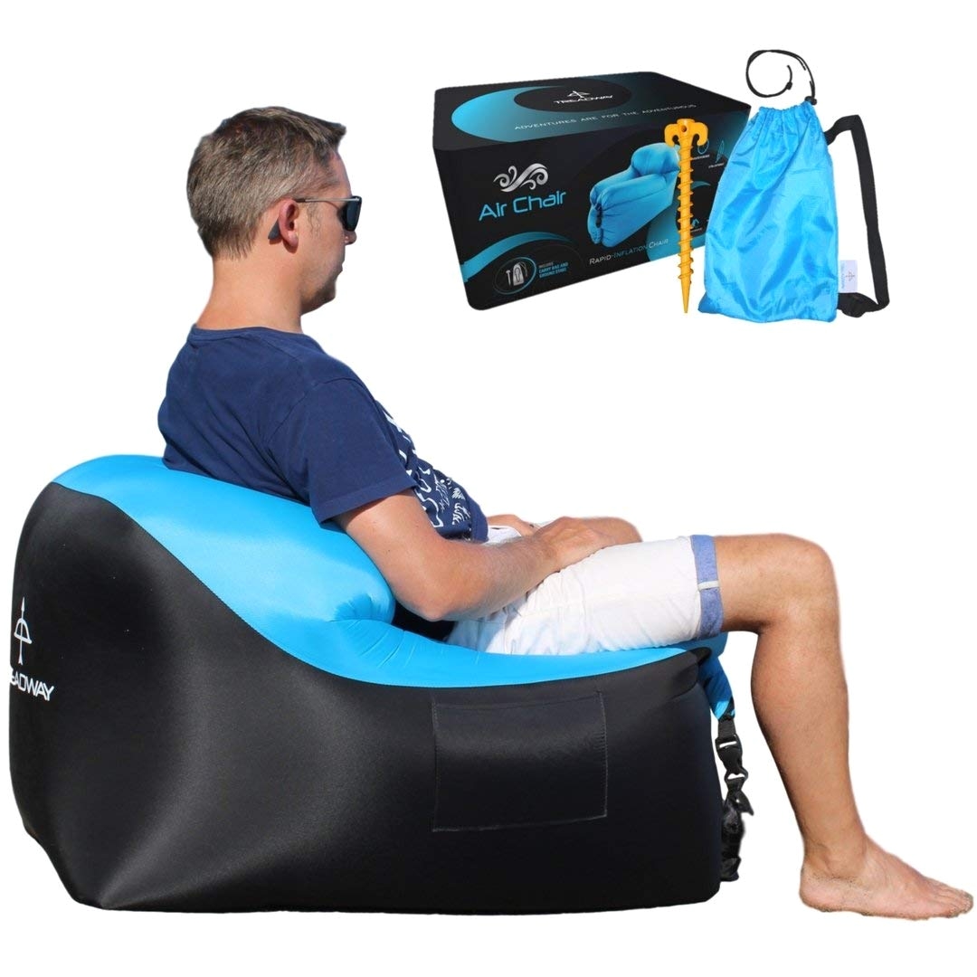 treadway air chair by rapid inflation compact lightweight inflatable air filled beach camping chair ideal for festivals gaming fishing dorm room