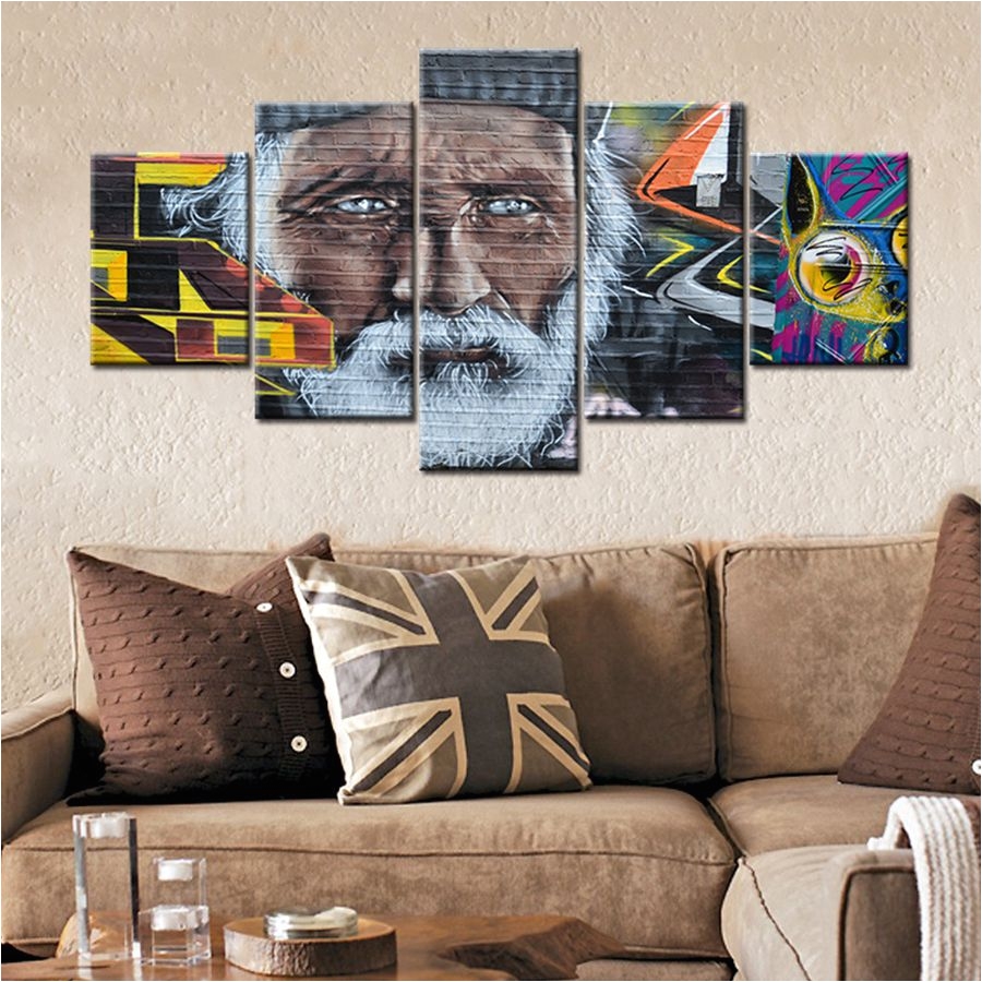 street graffiti artwork old man painting printings canvas 5pcs for modern home decor wall art fashion gift unframed decorative in painting calligraphy