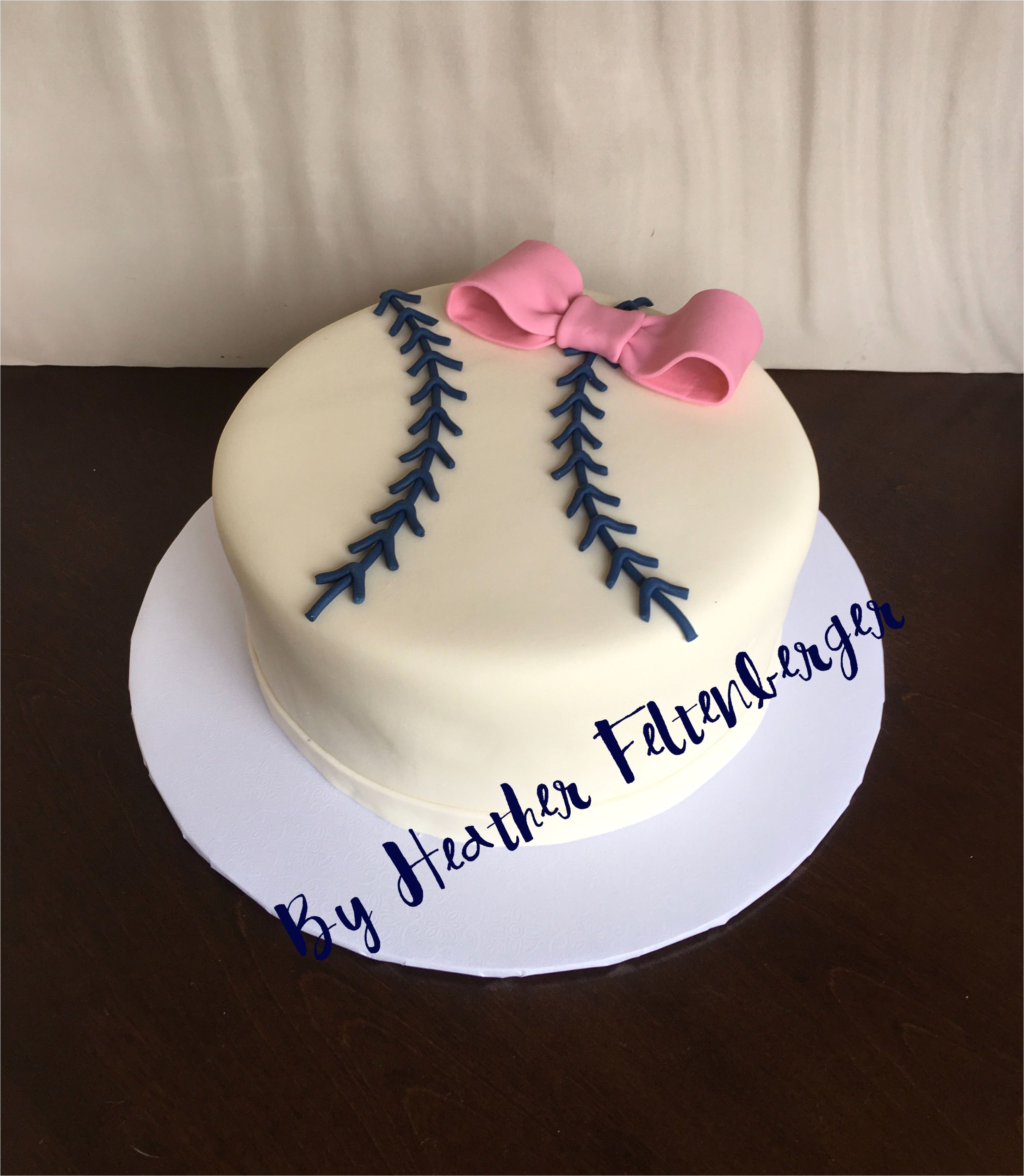 gender reveal baseballs or bows cake baseball