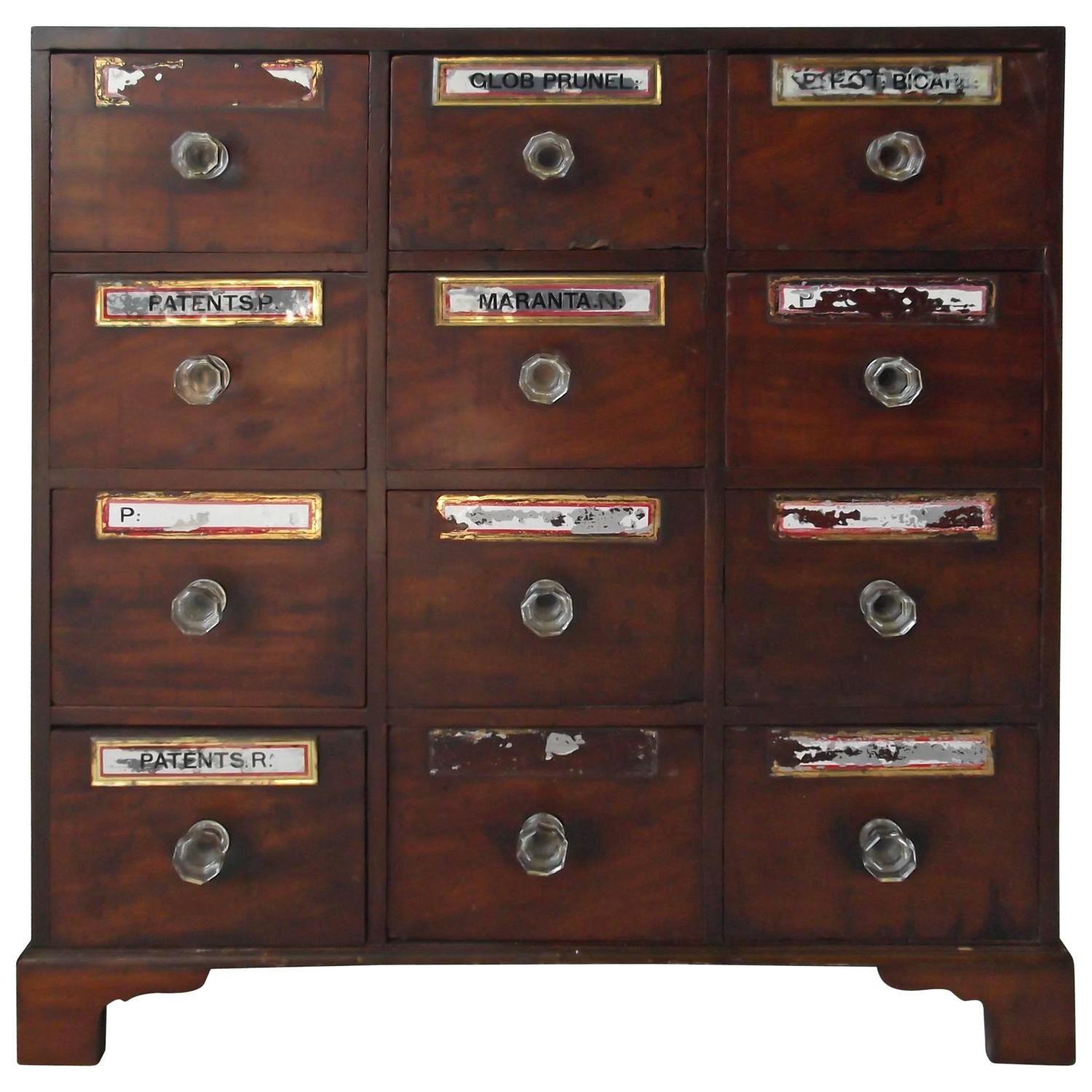 small antique federal mahogany footed apothecary chest cabinet circa 1850