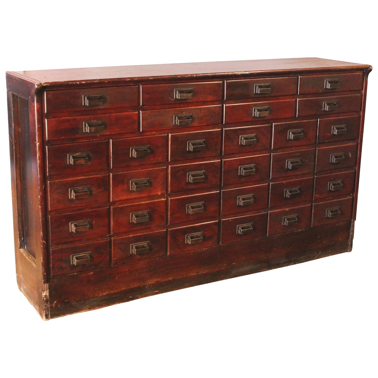 apothecary cabinet vintage industrial wood hardware multi drawer storage counter