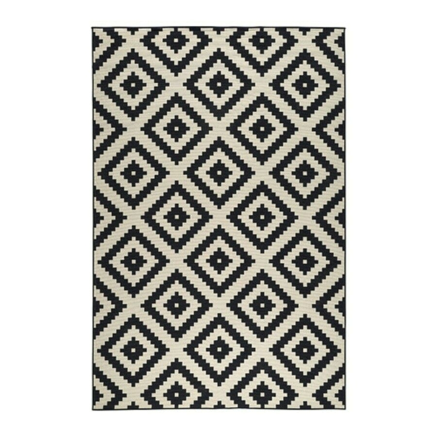 ikea lappljung ruta rug low pile white black cm ideal in your living room or under your dining table since the flat woven surface makes it easy