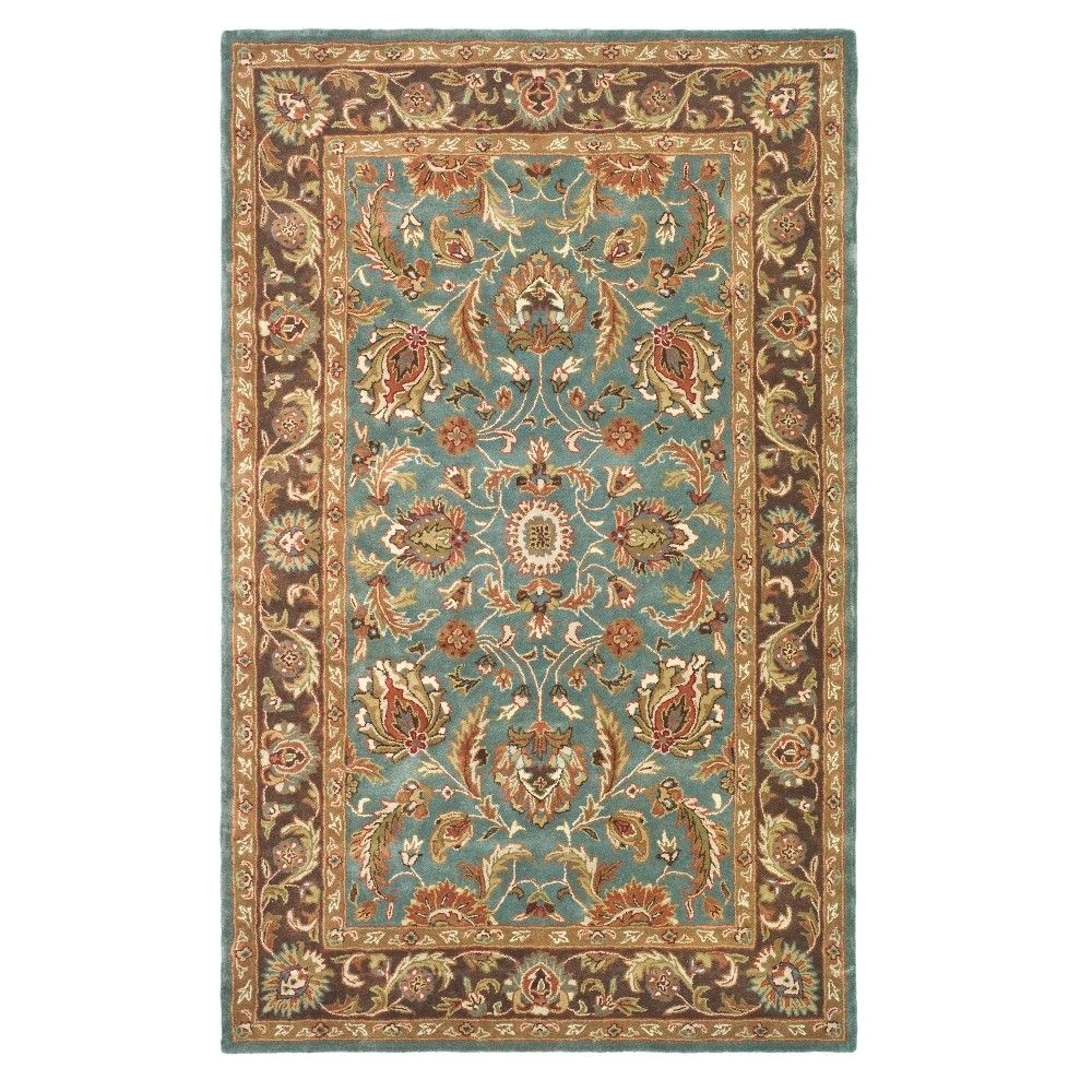 blue brown floral tufted accent rug 3 x5 safavieh