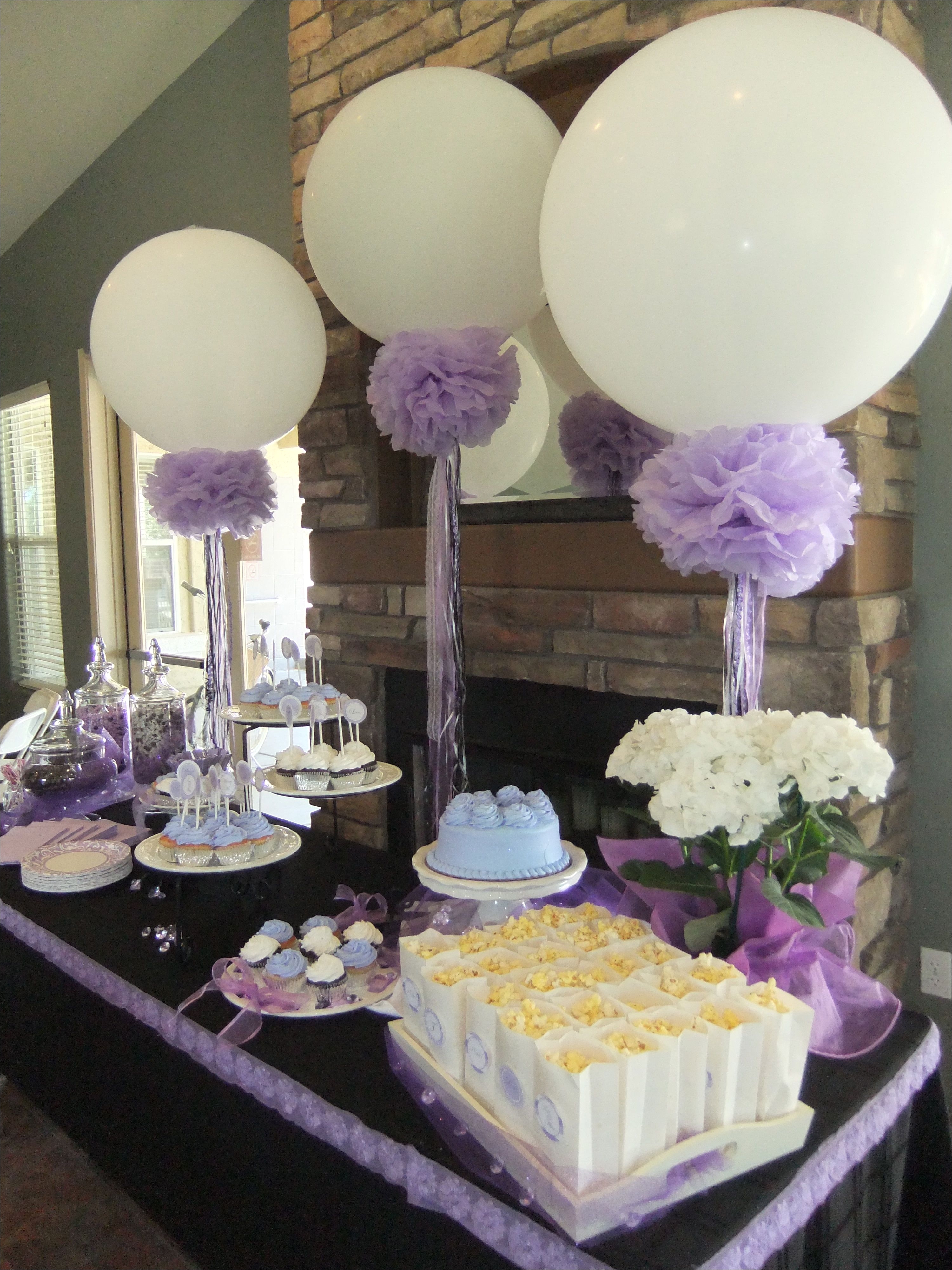 Baby Shower Decoration Kits for Girl Lavender Bridal Shower 36in Balloons Pompoms and Frilly Ribbons