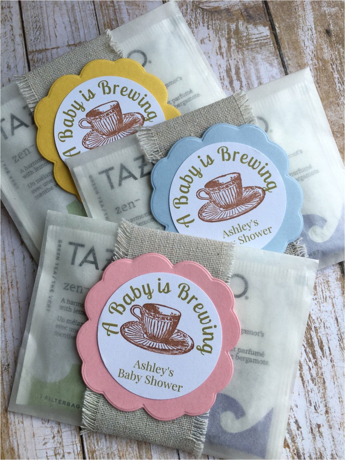 8 baby shower favors baby shower tea bag favors a baby is brewing favors glassine bags by kraftandpoppy on etsy