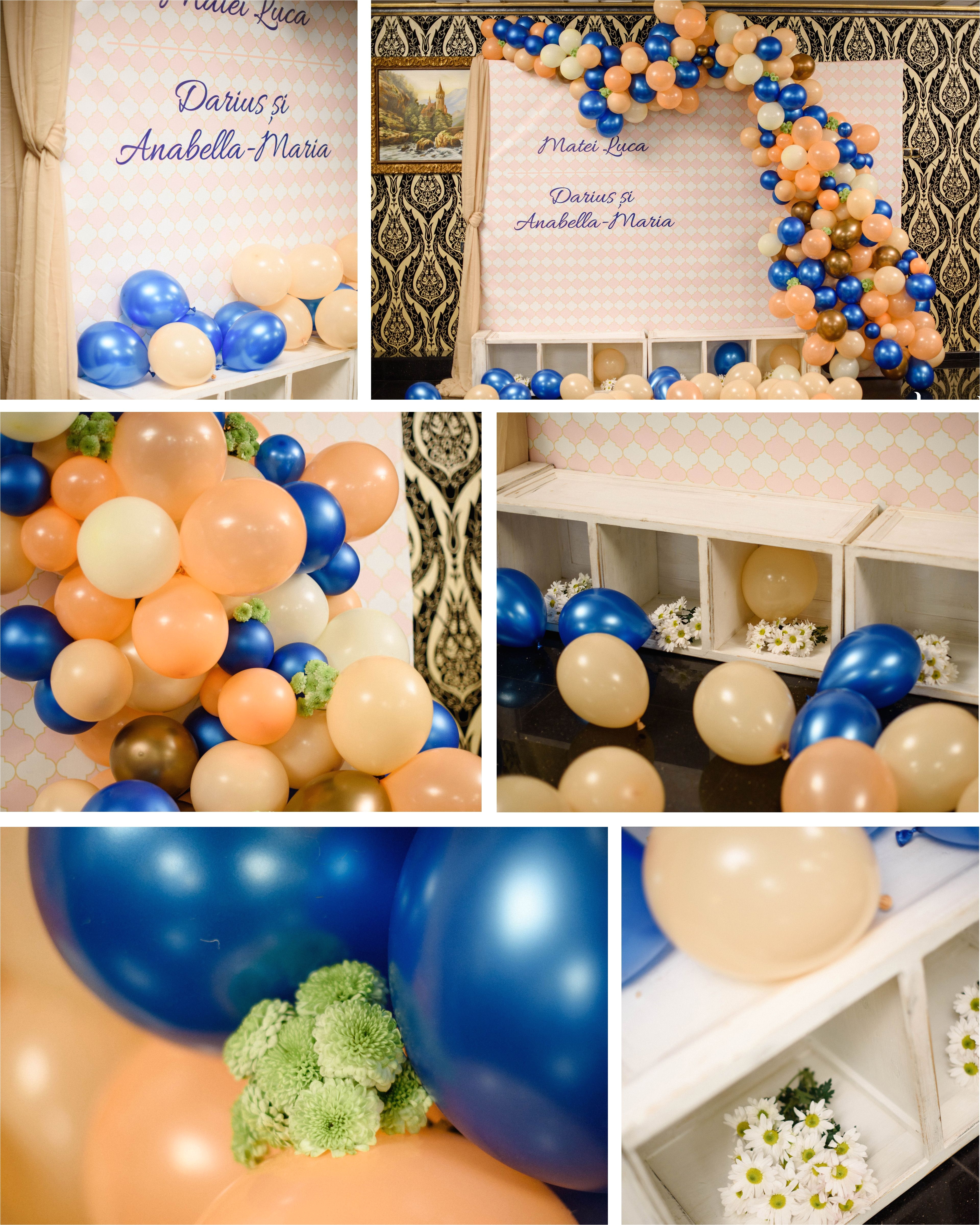 baby christening party baby shower party blue peach and gold photo backdrop
