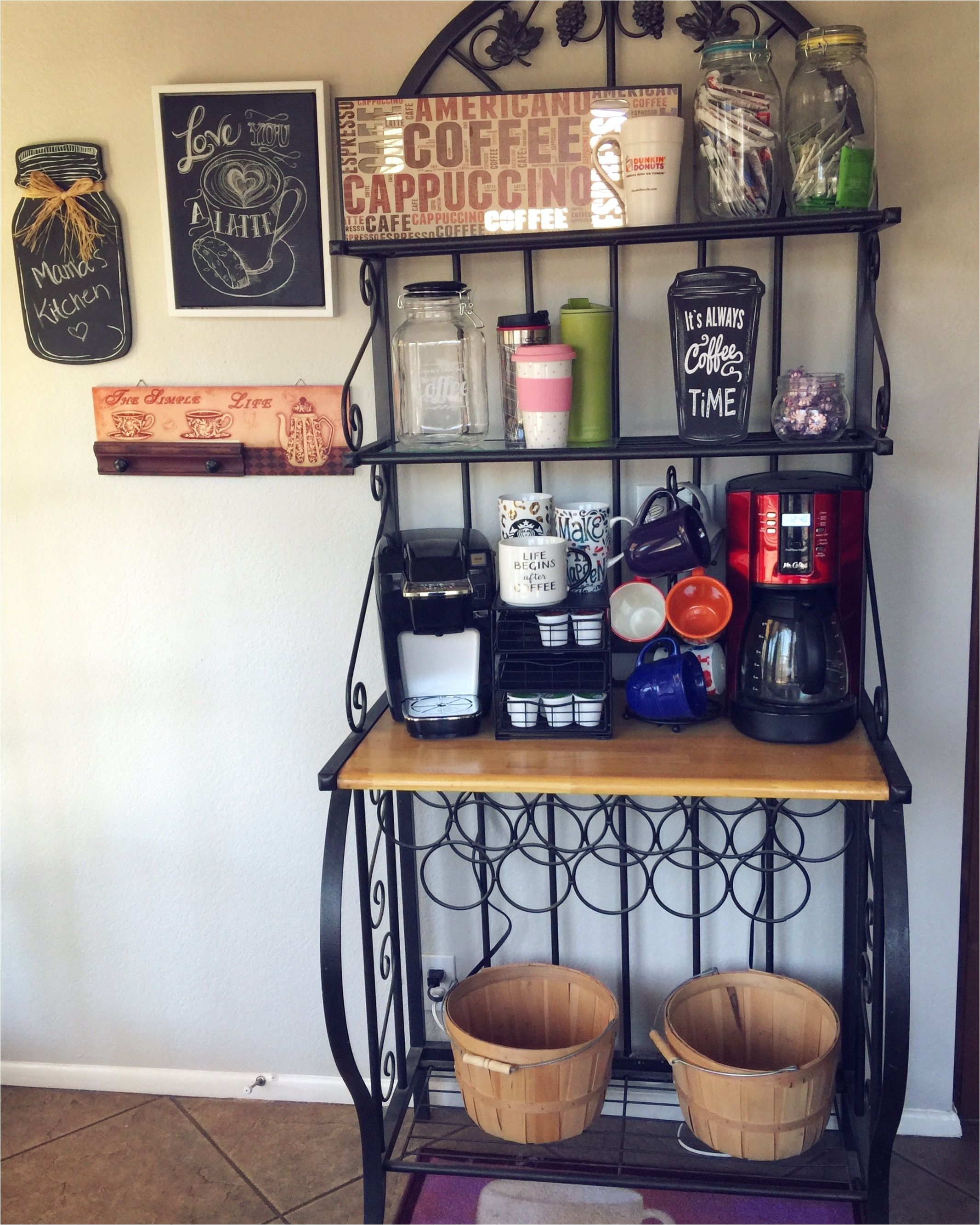 bakers rack coffee bar idea