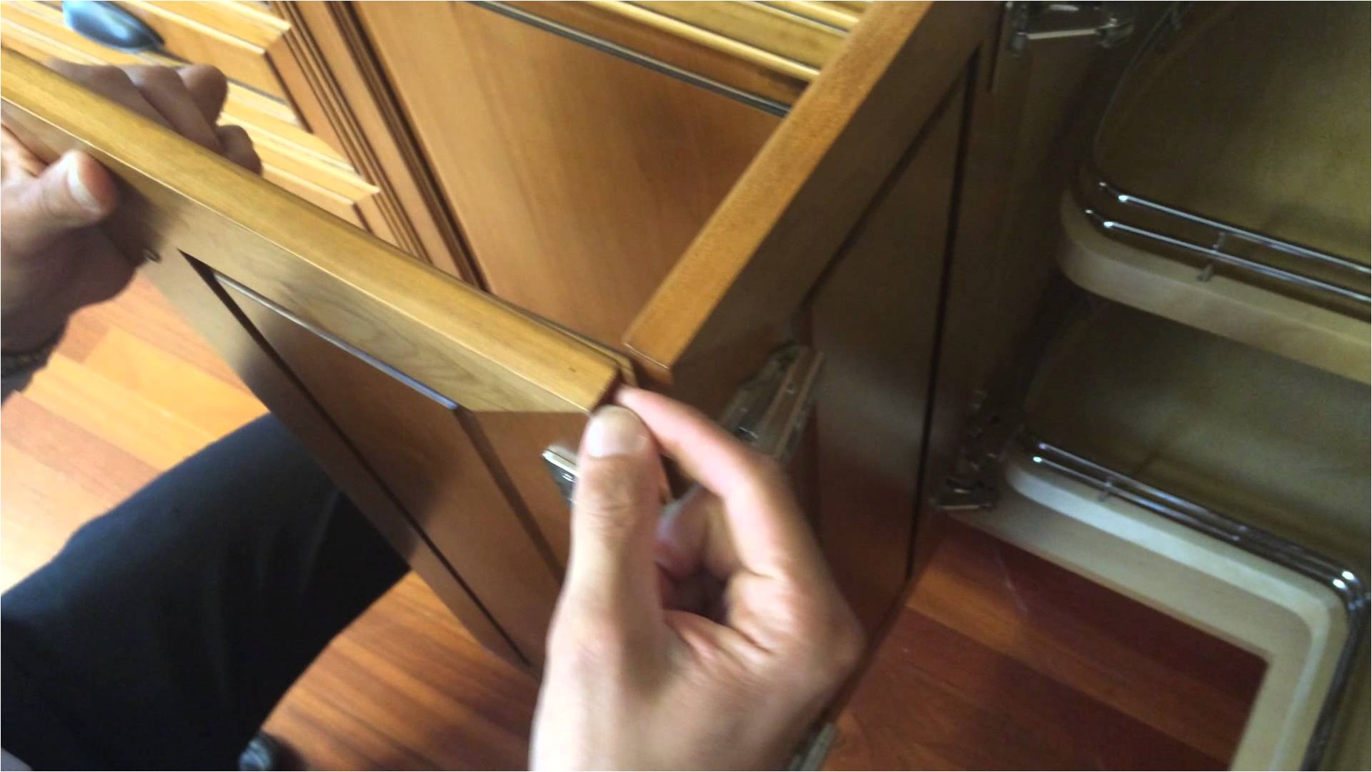how to adjust bi fold doors on a base 90 cabinet built by barker cabinets