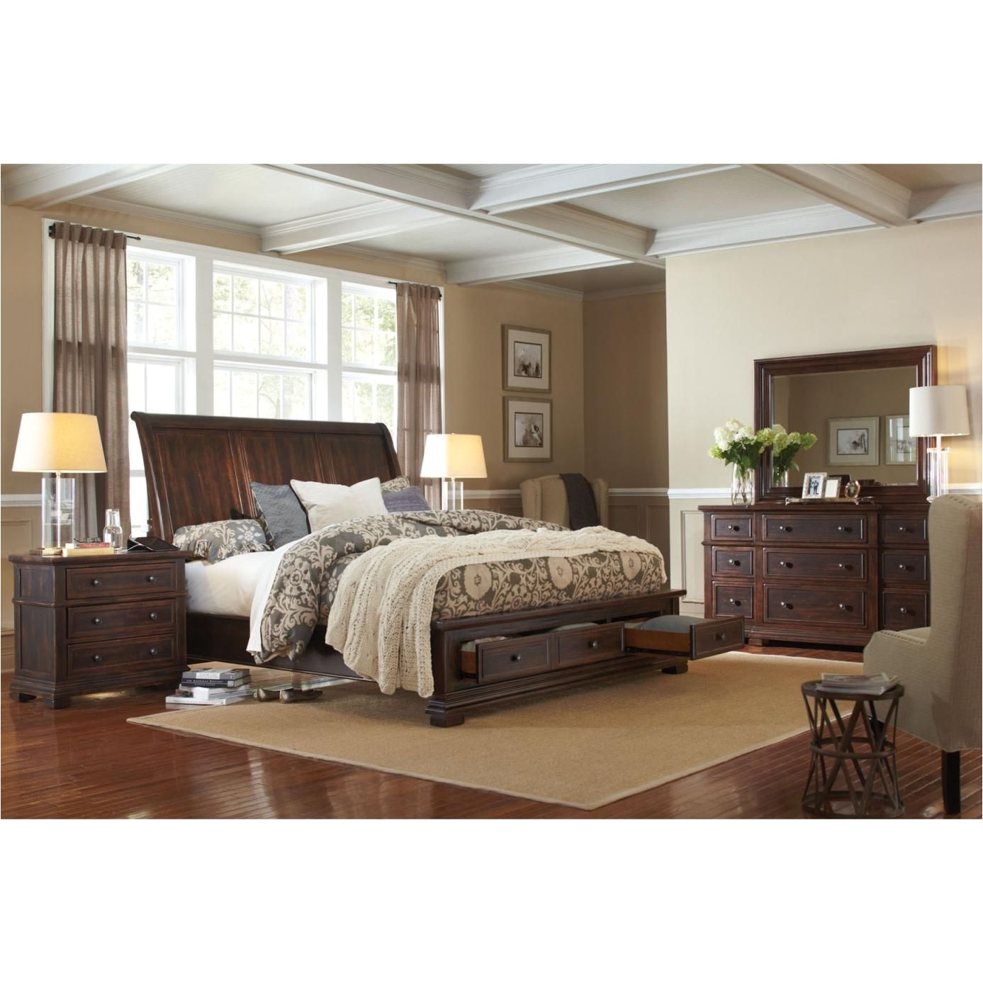 Bedroom Sets with Storage Beds aspenhome Westbrooke 4 Piece Sleigh Storage Bedroom Set with 2nd