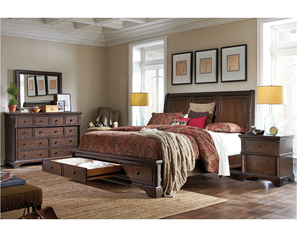 aspenhome bedroom set w sleigh storage bed bancroft asi08 400sset