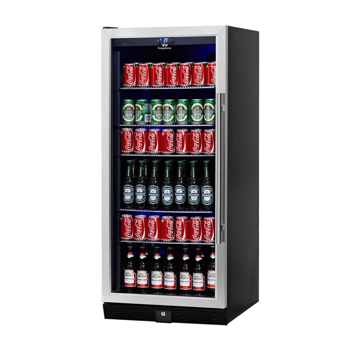 amazon com beverage cooler beer cooler upright stainless steel beer fridge 300 cans 5 chromed steel shelves ideal beer and beverage refrigerator for