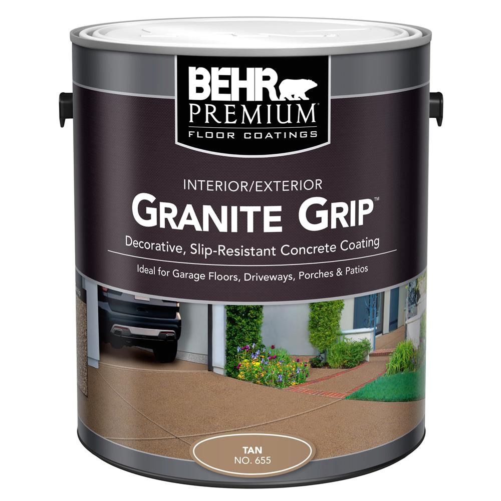 behr 1 gal 65501 tan granite grip interior exterior concrete paint 65501 the home depot