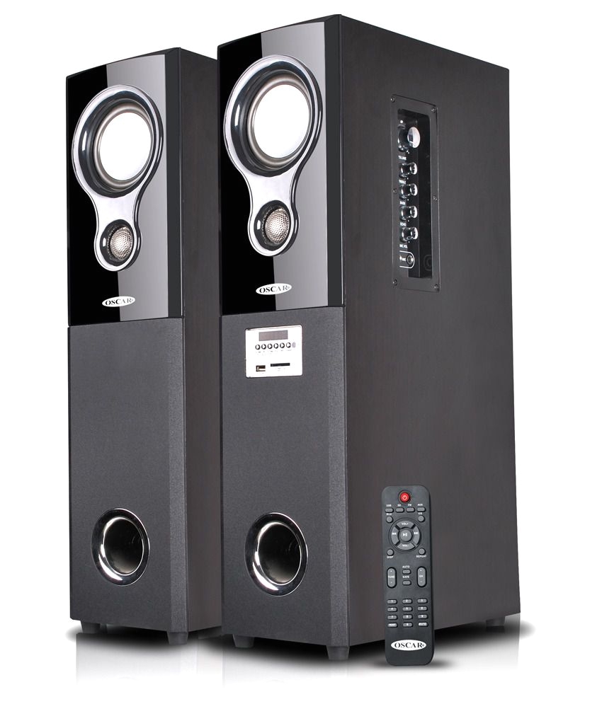 oscar osc 16600bt 2 0 tower speakers with bluetooth karaoke and cordless mic