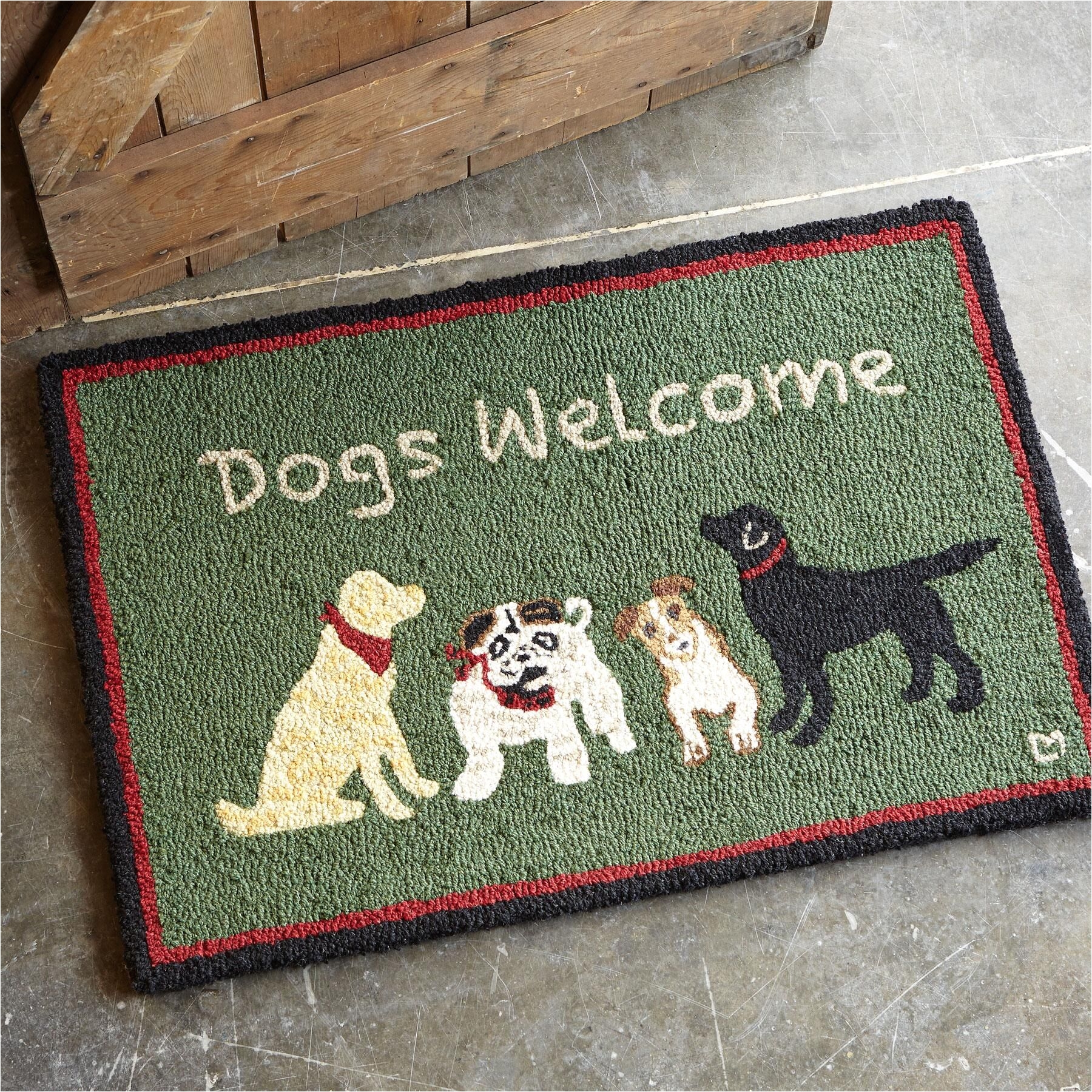 dogs welcome doormat for yourself or your favorite dog people this welcoming mat proclaims your fondness for furry four footed friends