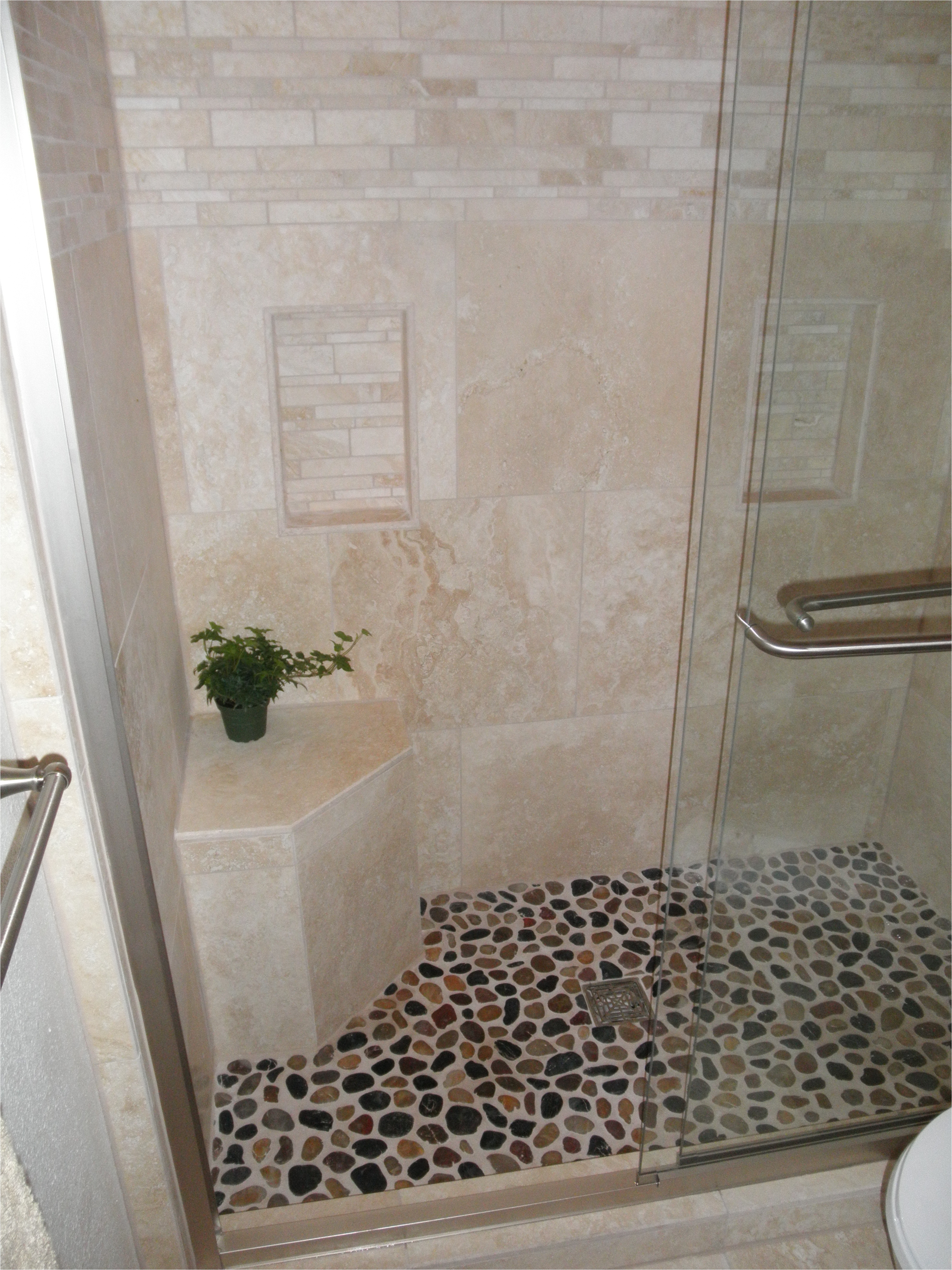 excellent pebble flooring for shower pebble backsplash stone with river stone shower