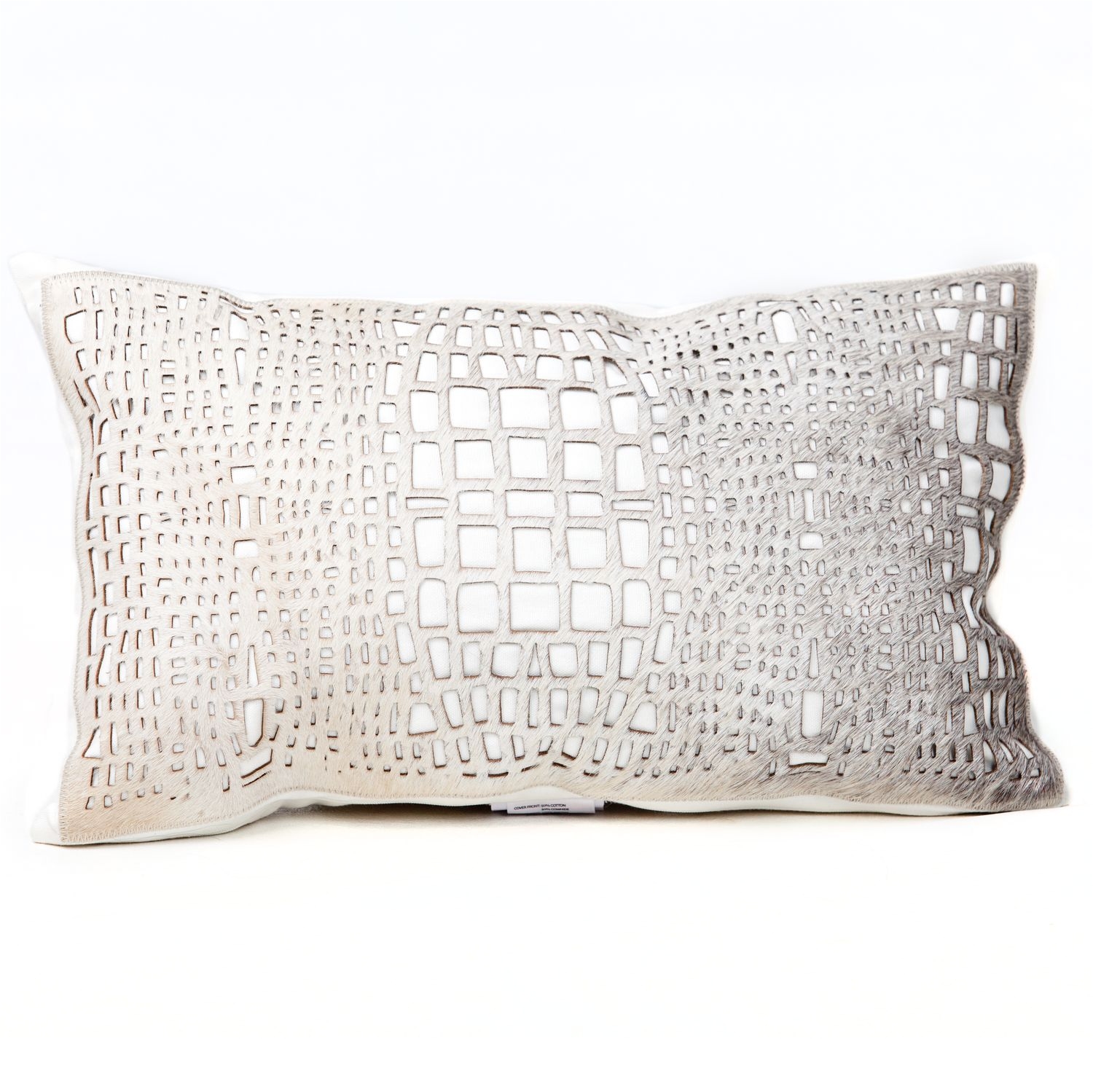 fibre by auskin laser cut filigree grey decorative pillow