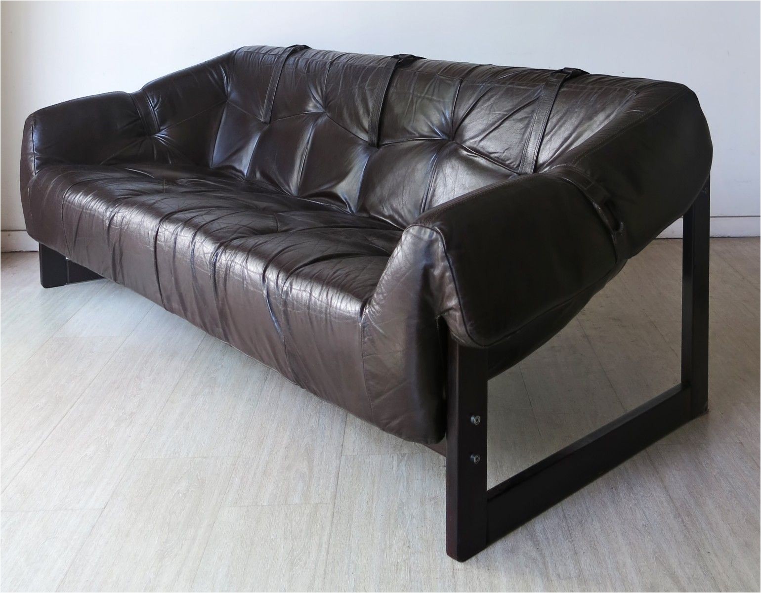 vintage leather sofa by percival lafer 1960s 6