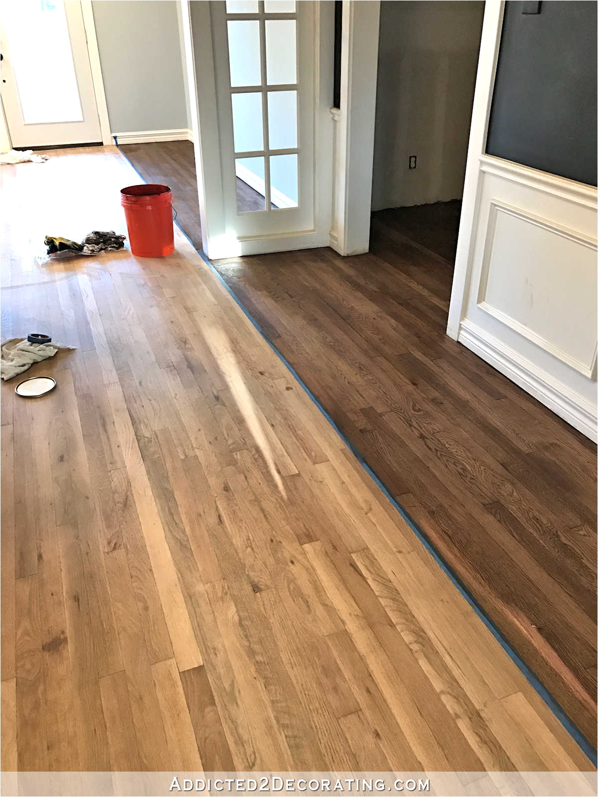 staining red oak hardwood floors 6 stain on partial floor in entryway and music